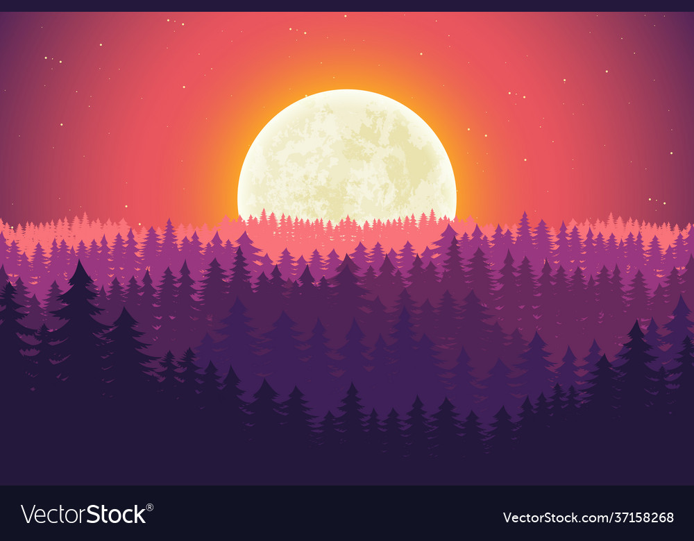 Mountains Moon Vector Landscape Wallpapers