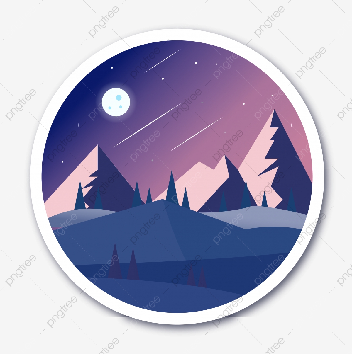 Mountains Moon Vector Landscape Wallpapers