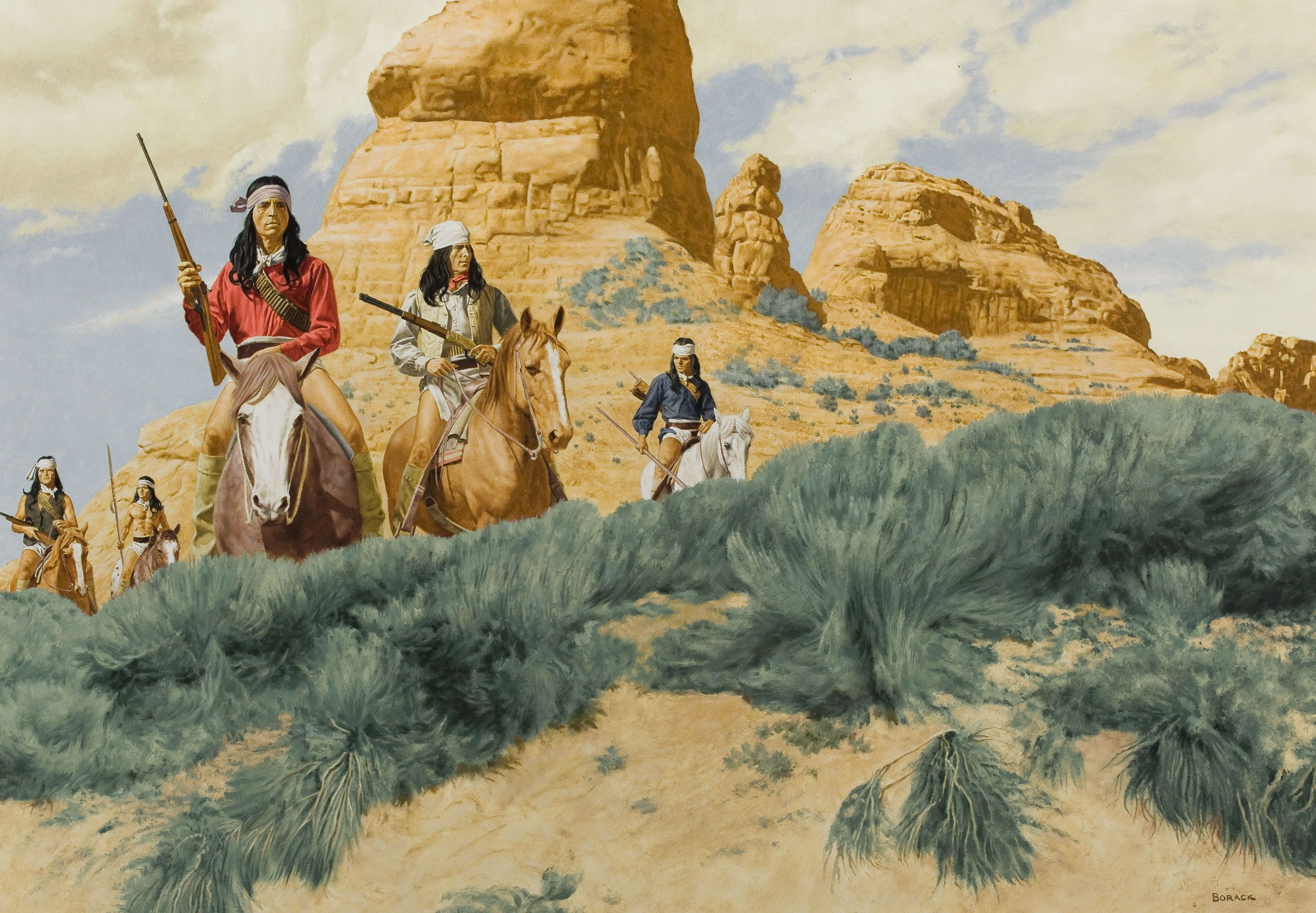 Native American Train Chasing Art Wallpapers