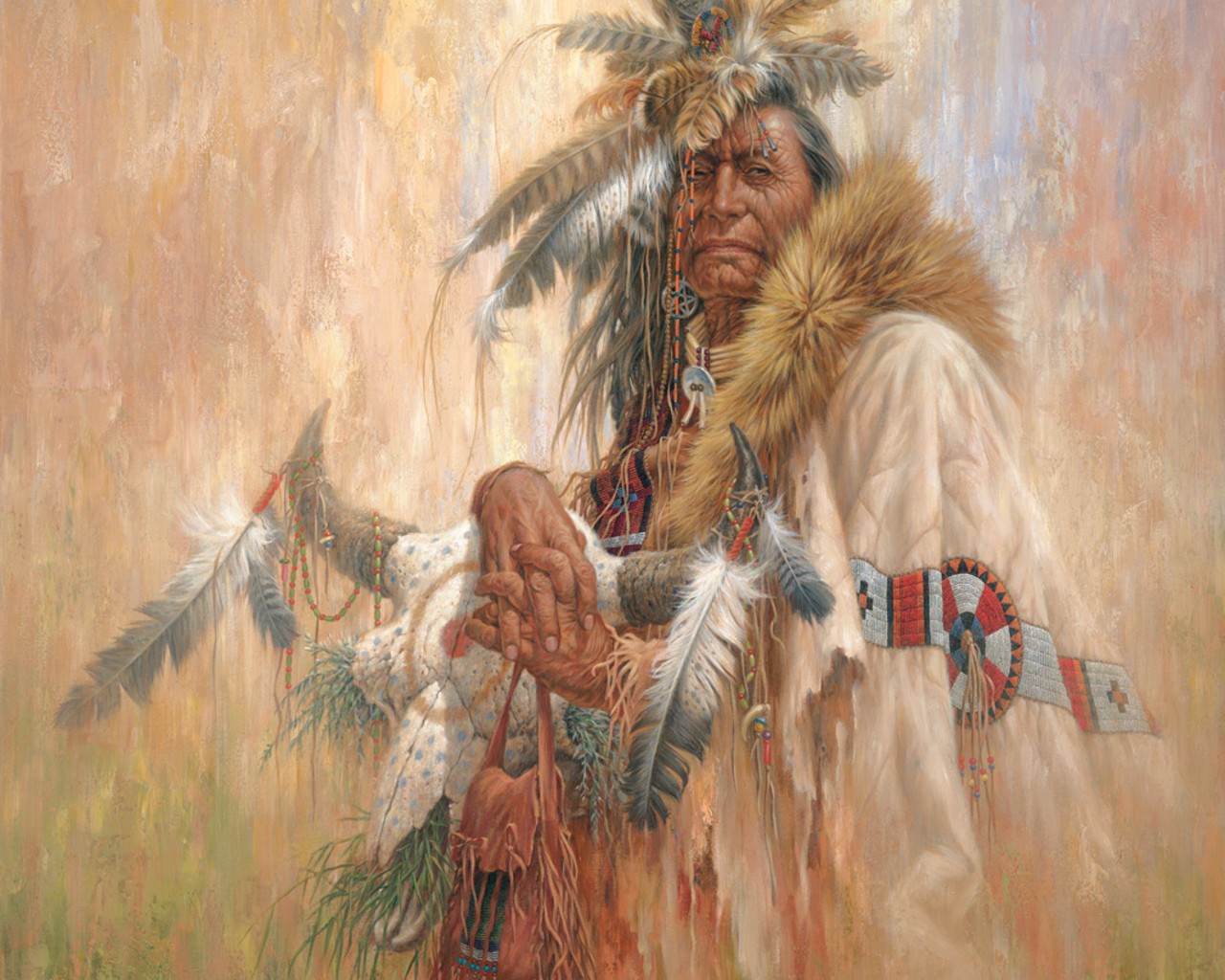 Native American Train Chasing Art Wallpapers