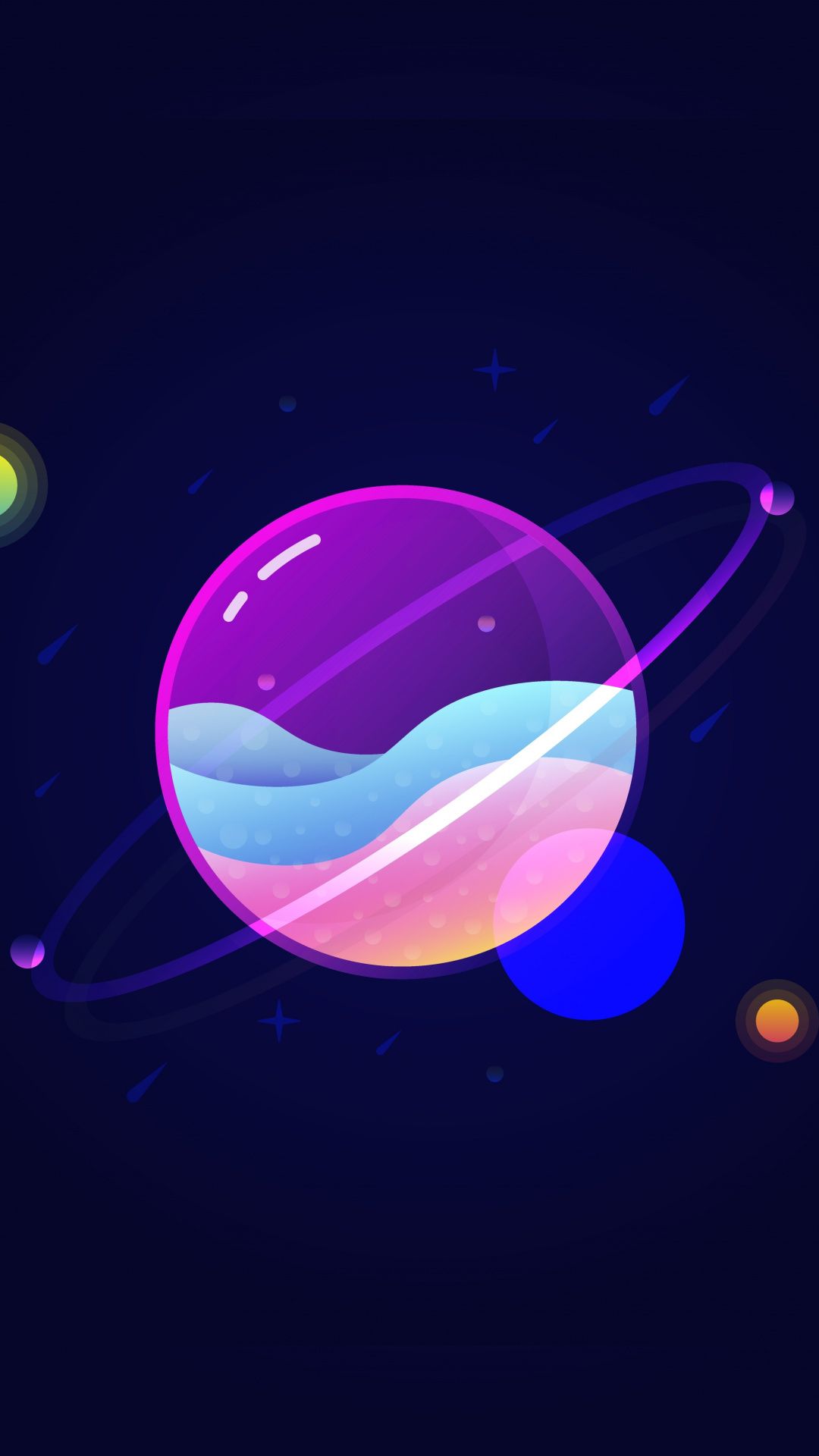 Neon Retro Planets Wallpapers