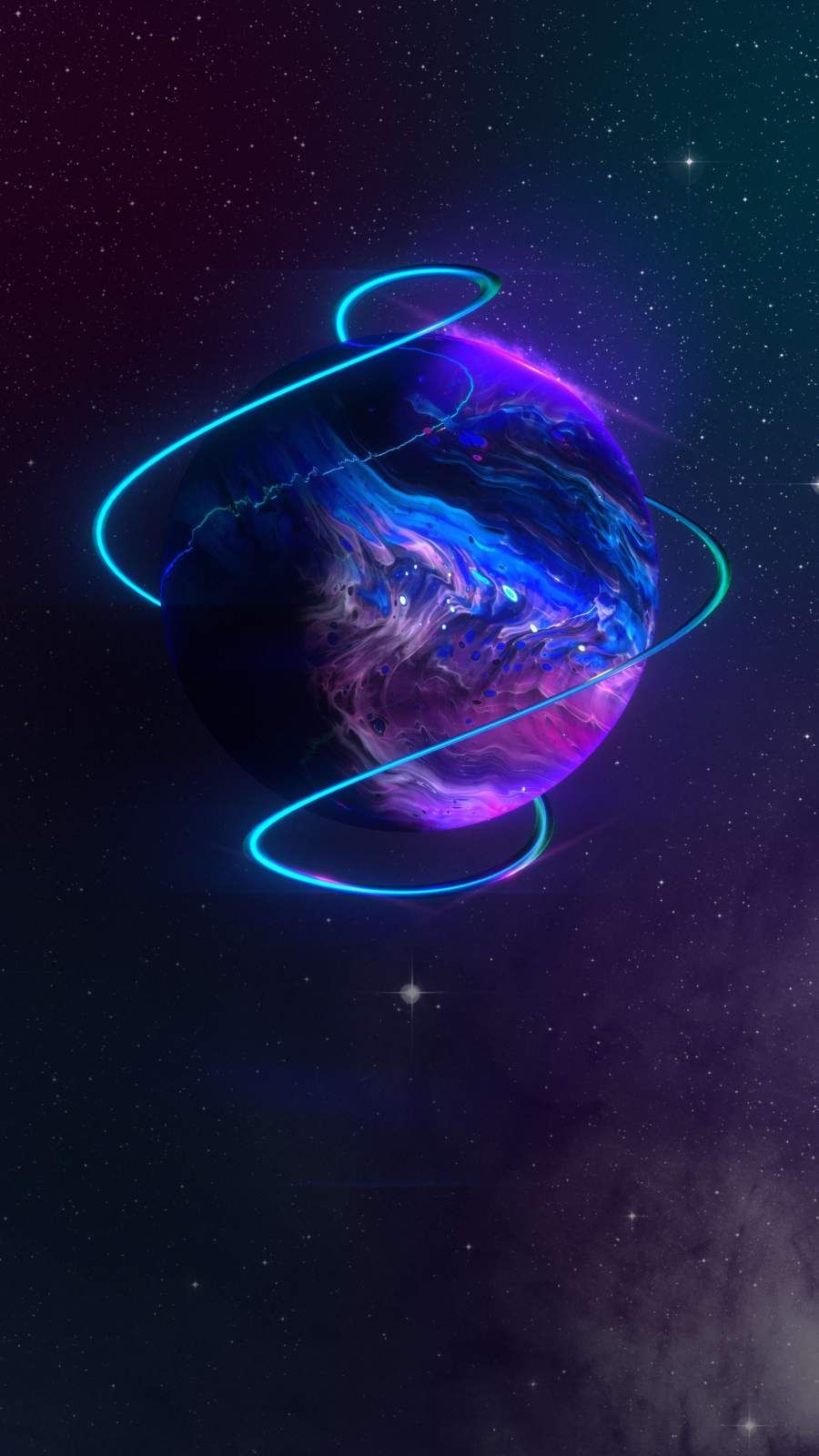 Neon Retro Planets Wallpapers