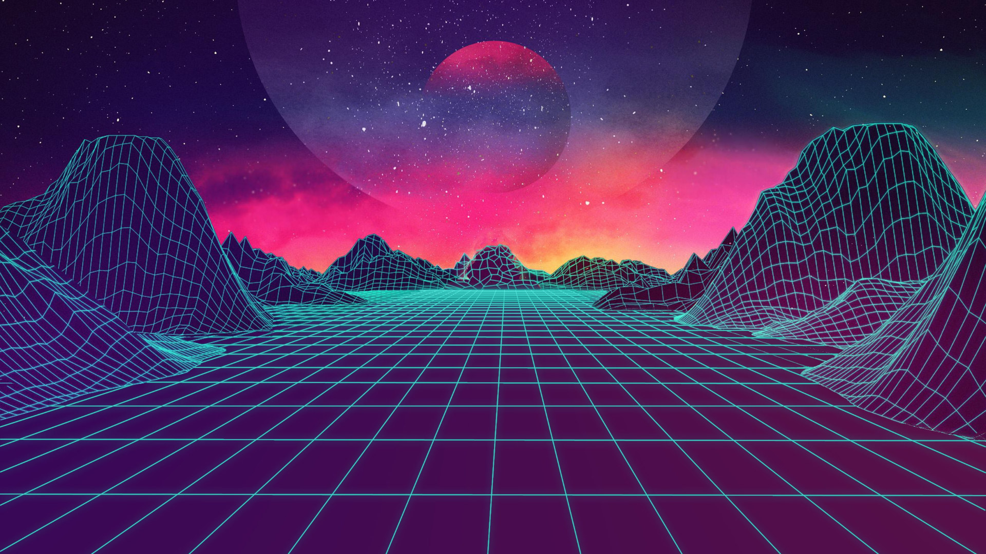 Neon Retro Planets Wallpapers