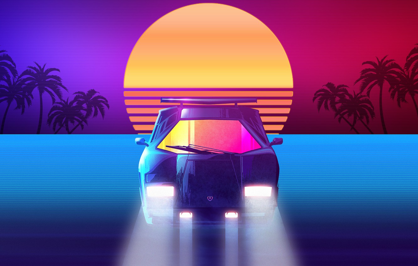 Neon Sunset And Car Wallpapers