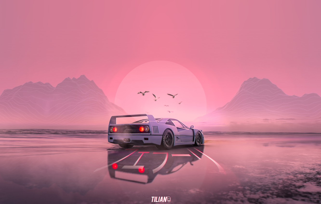 Neon Sunset And Car Wallpapers