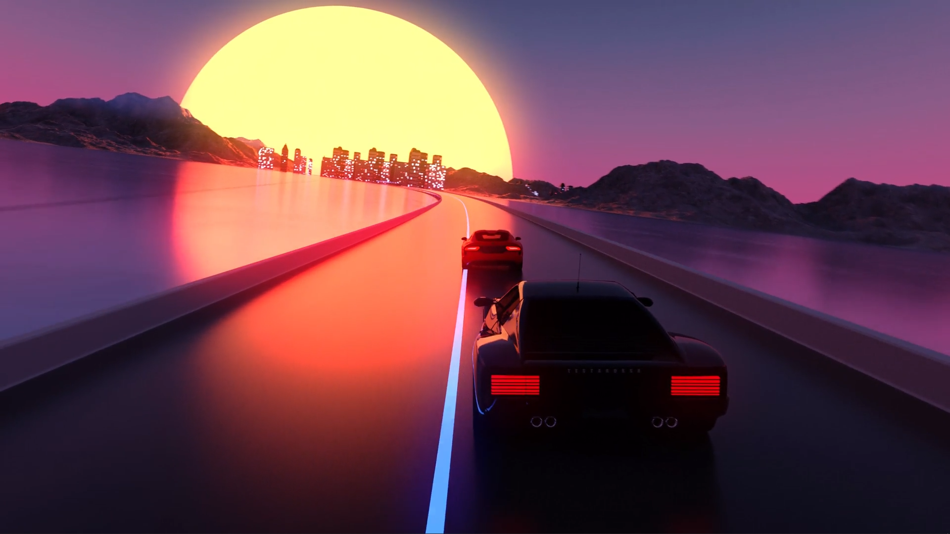 Neon Sunset And Car Wallpapers