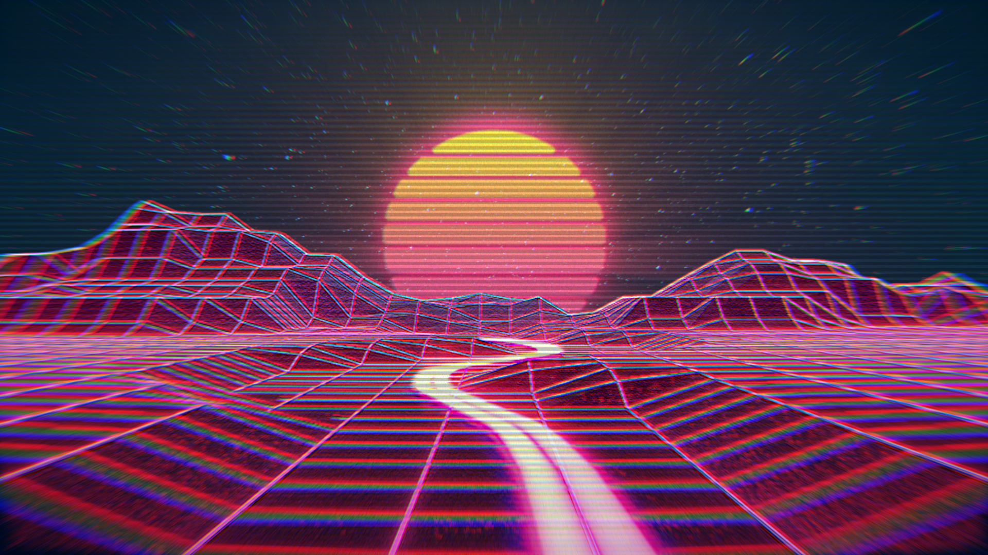 Outrun Pixel Sunset Wallpapers