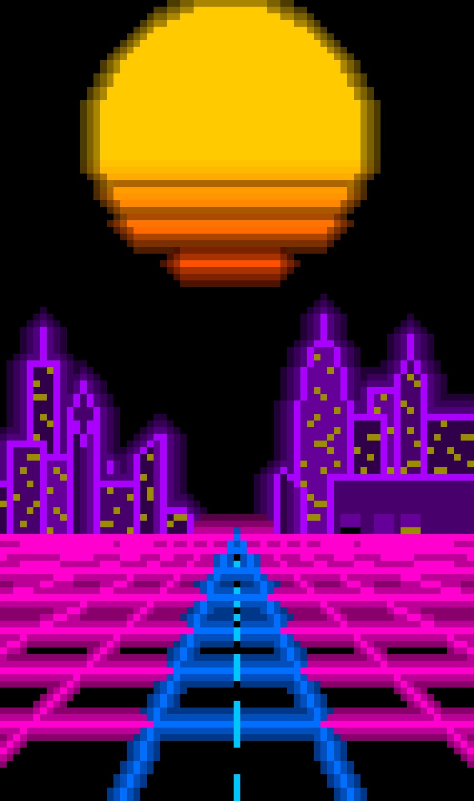 Outrun Pixel Sunset Wallpapers