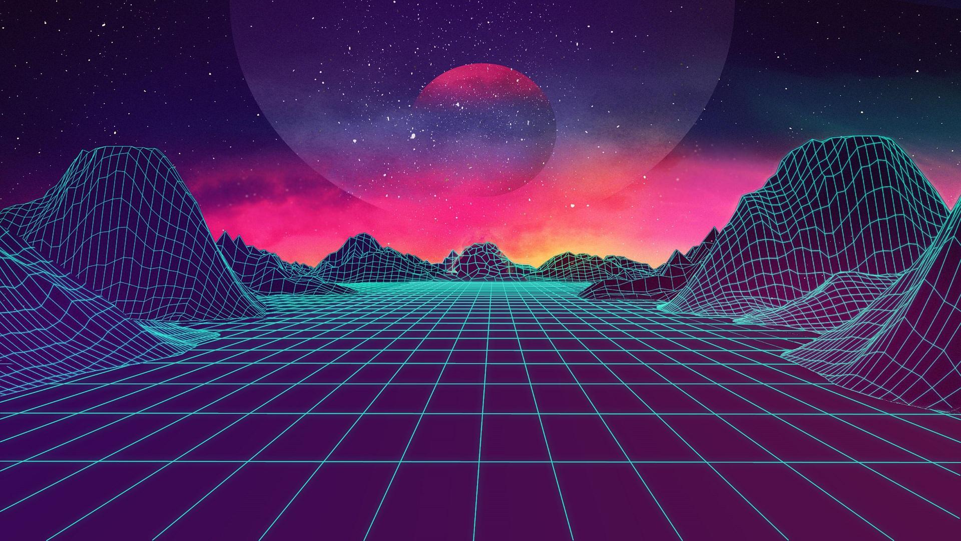 Outrun Pixel Sunset Wallpapers