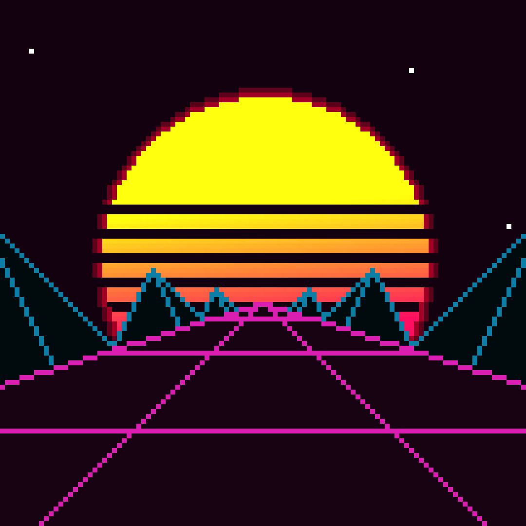 Outrun Pixel Sunset Wallpapers