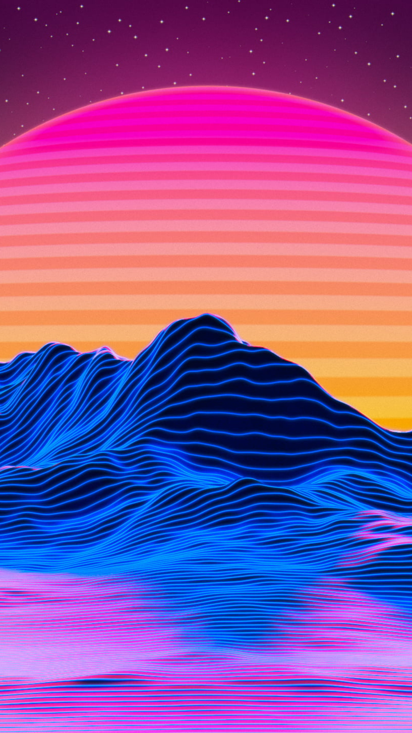 Outrun Pixel Sunset Wallpapers