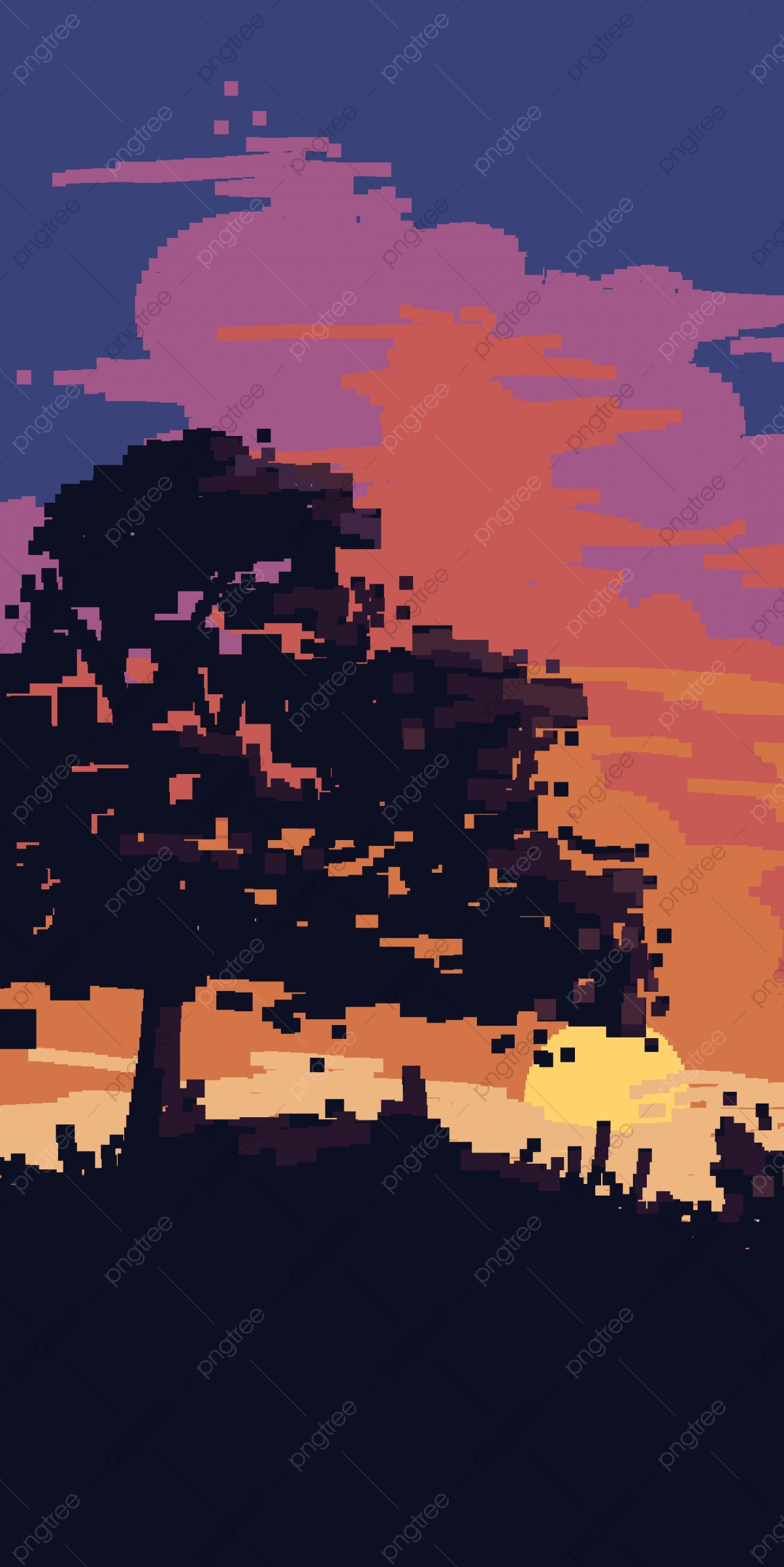 Outrun Pixel Sunset Wallpapers