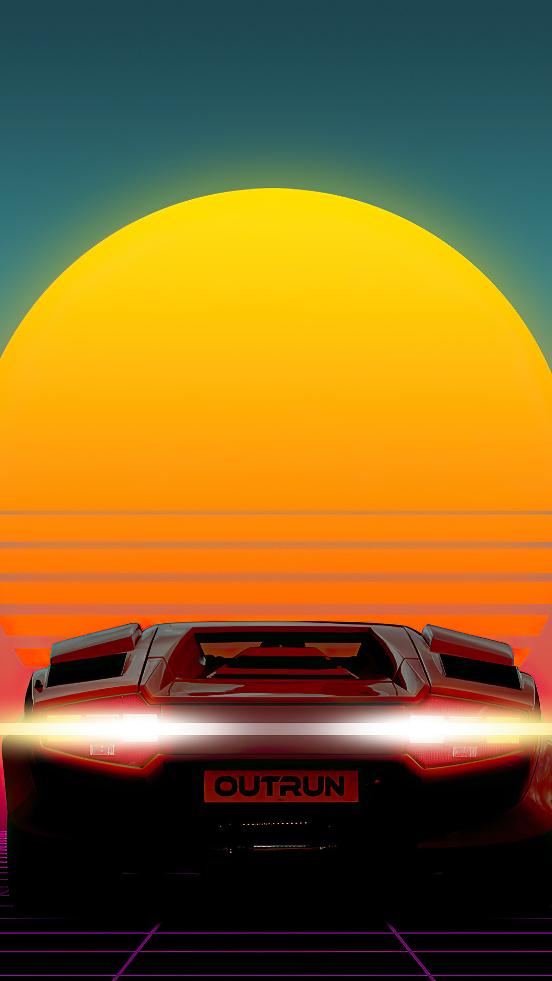 Outrun Pixel Sunset Wallpapers