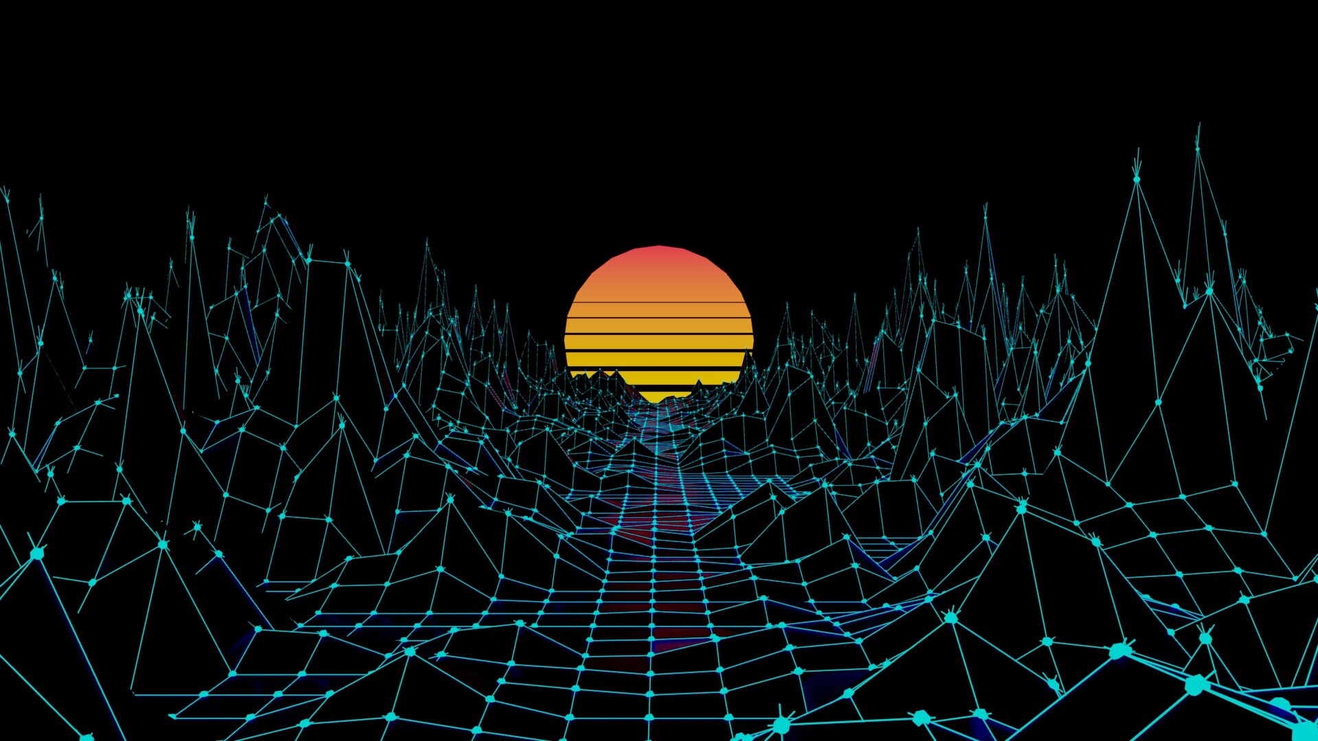 Outrun Pixel Sunset Wallpapers