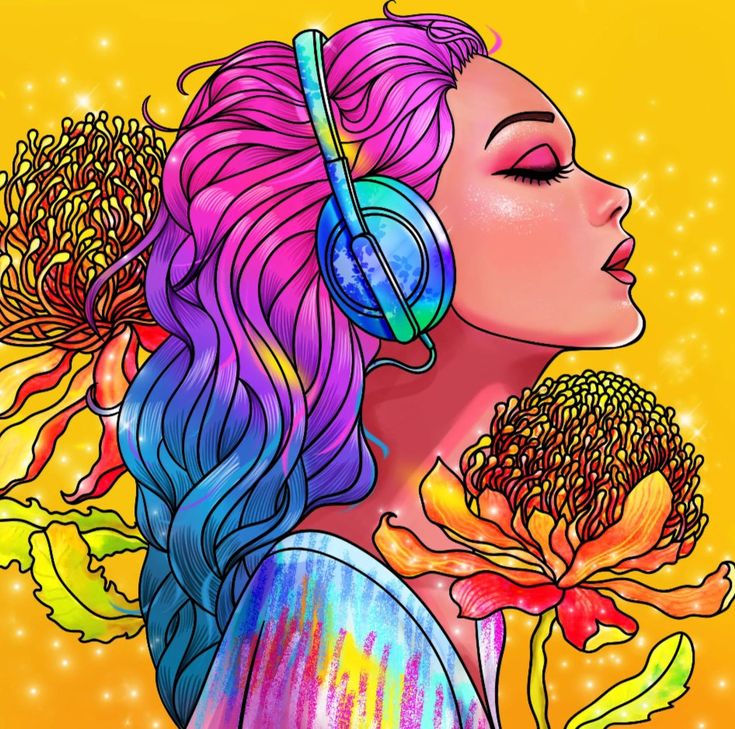 Painting Art Girl Headphones Wallpapers