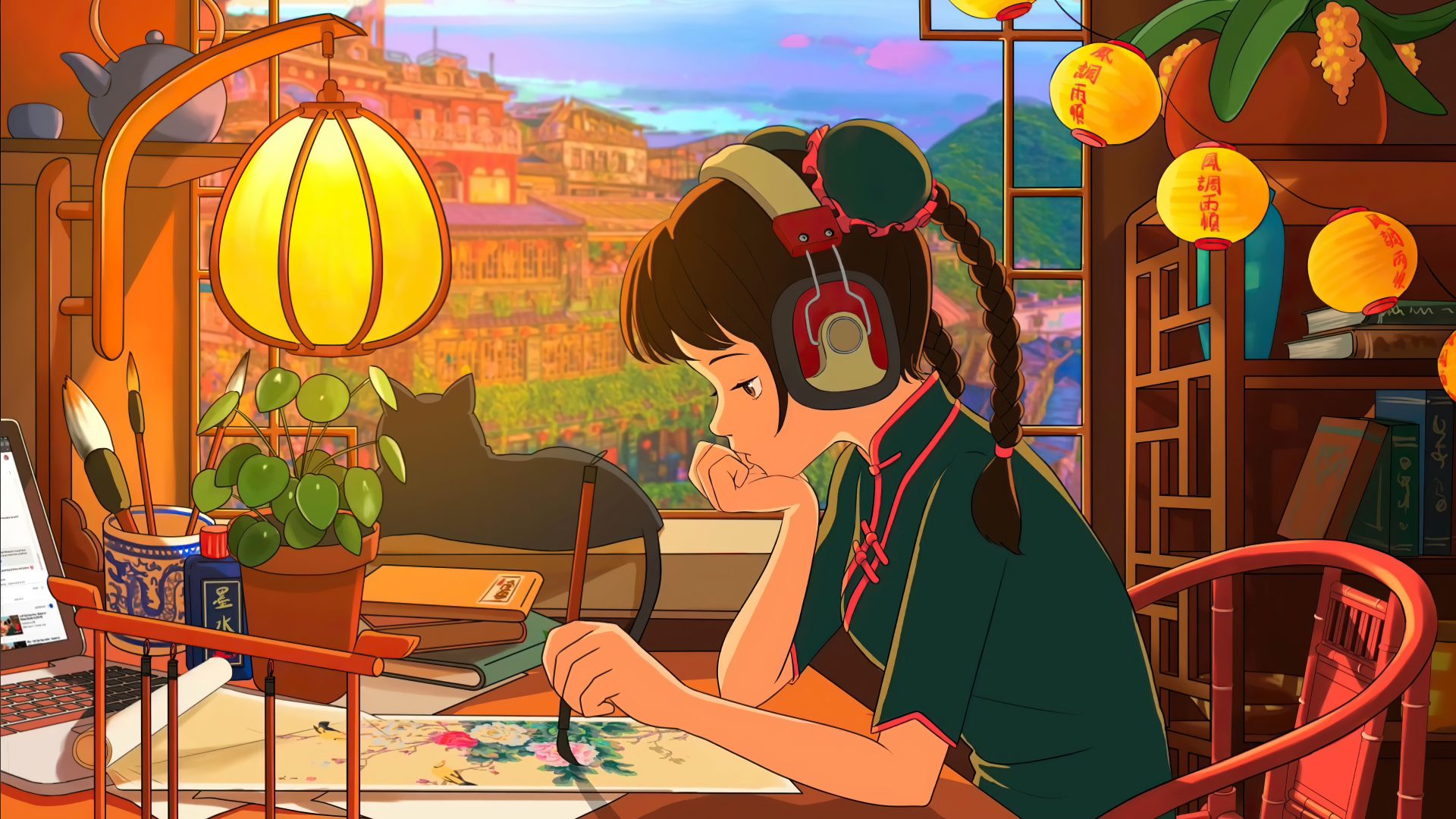 Painting Art Girl Headphones Wallpapers