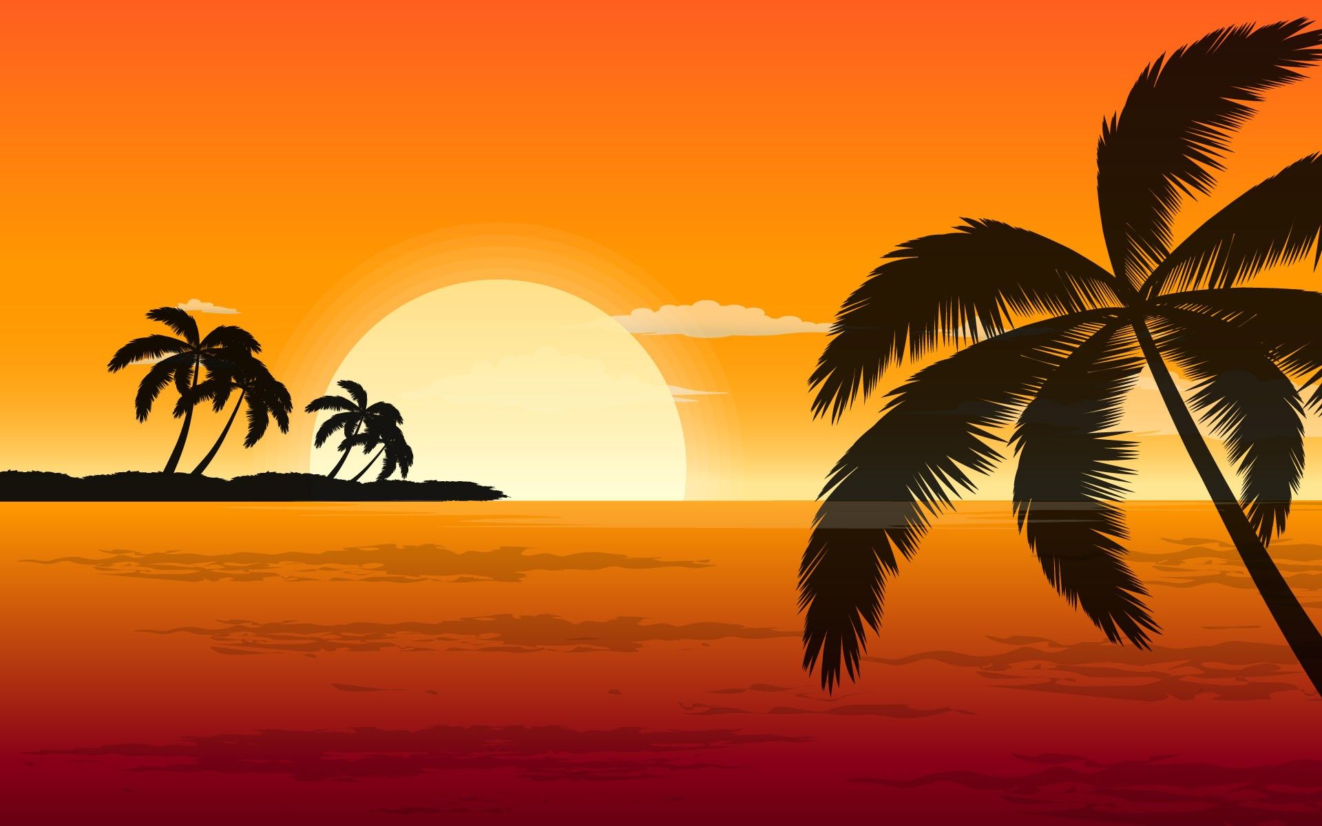 Palm Tree Beach Retro Wallpapers