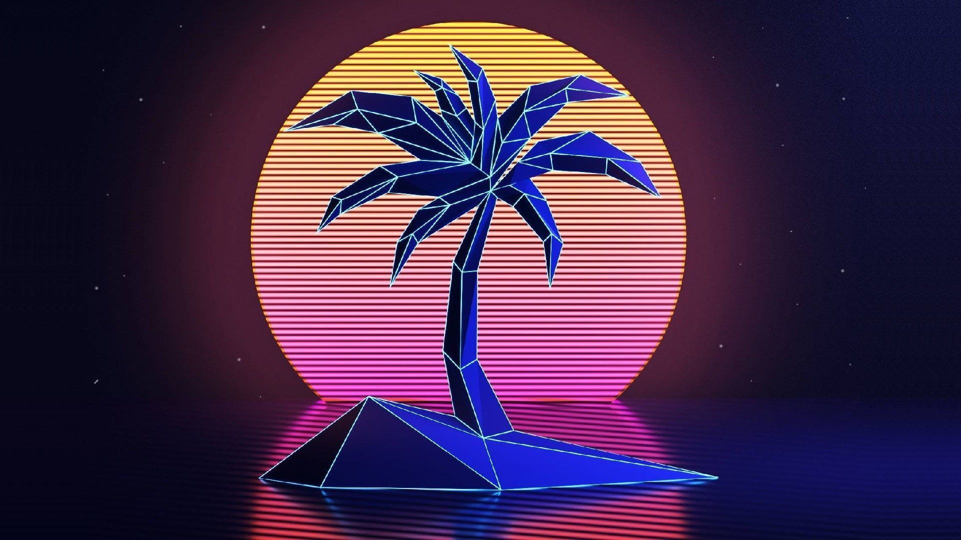 Palm Tree Beach Retro Wallpapers