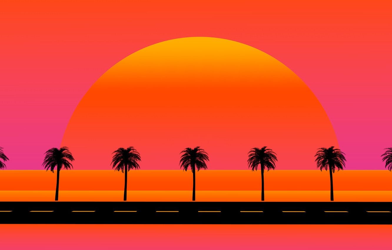 Palm Tree Beach Retro Wallpapers