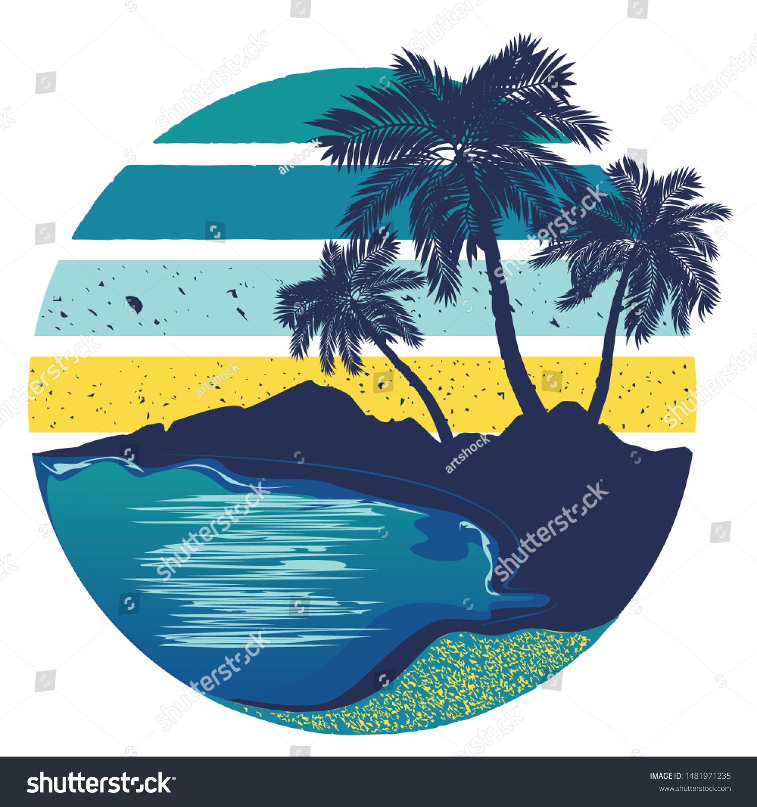 Palm Tree Beach Retro Wallpapers