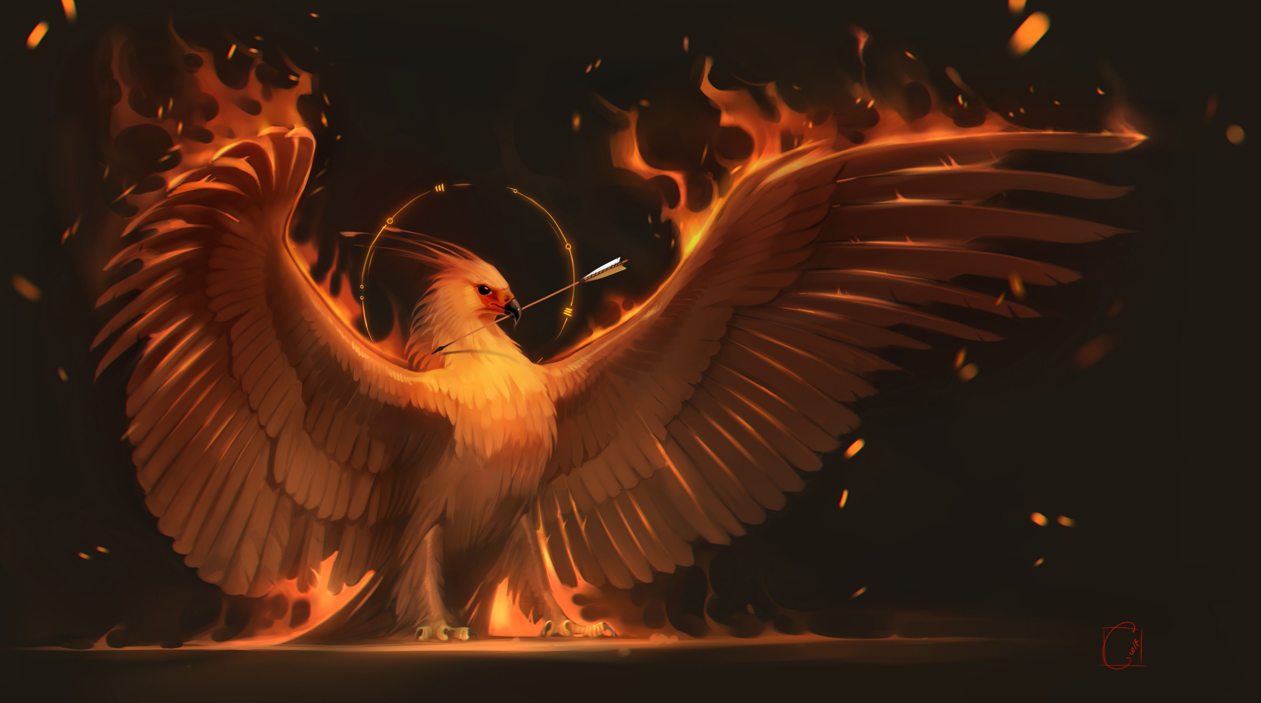 Phoenix On Fire 4K Art Wallpapers