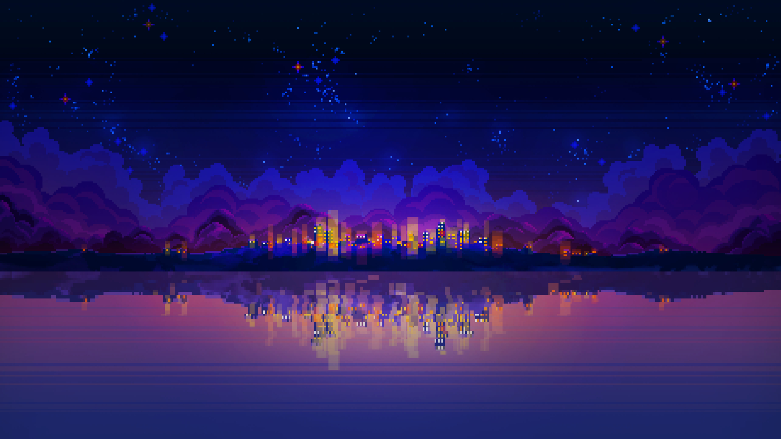 Pixel Art Bridge Night Wallpapers