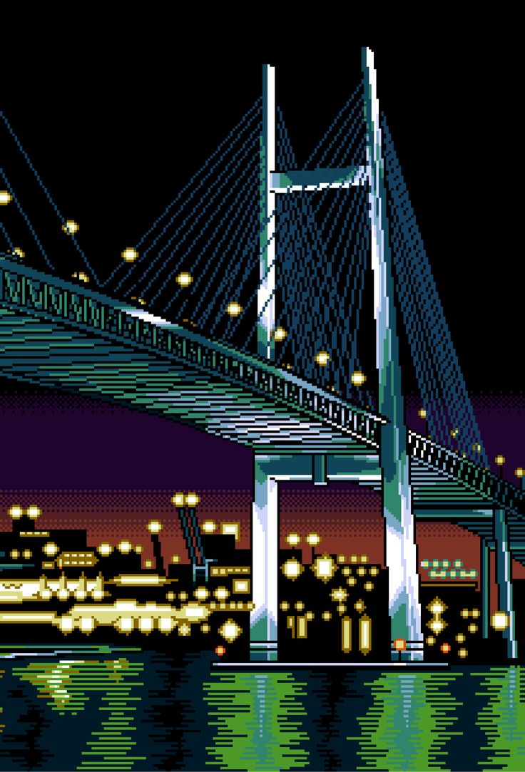 Pixel Art Bridge Night Wallpapers