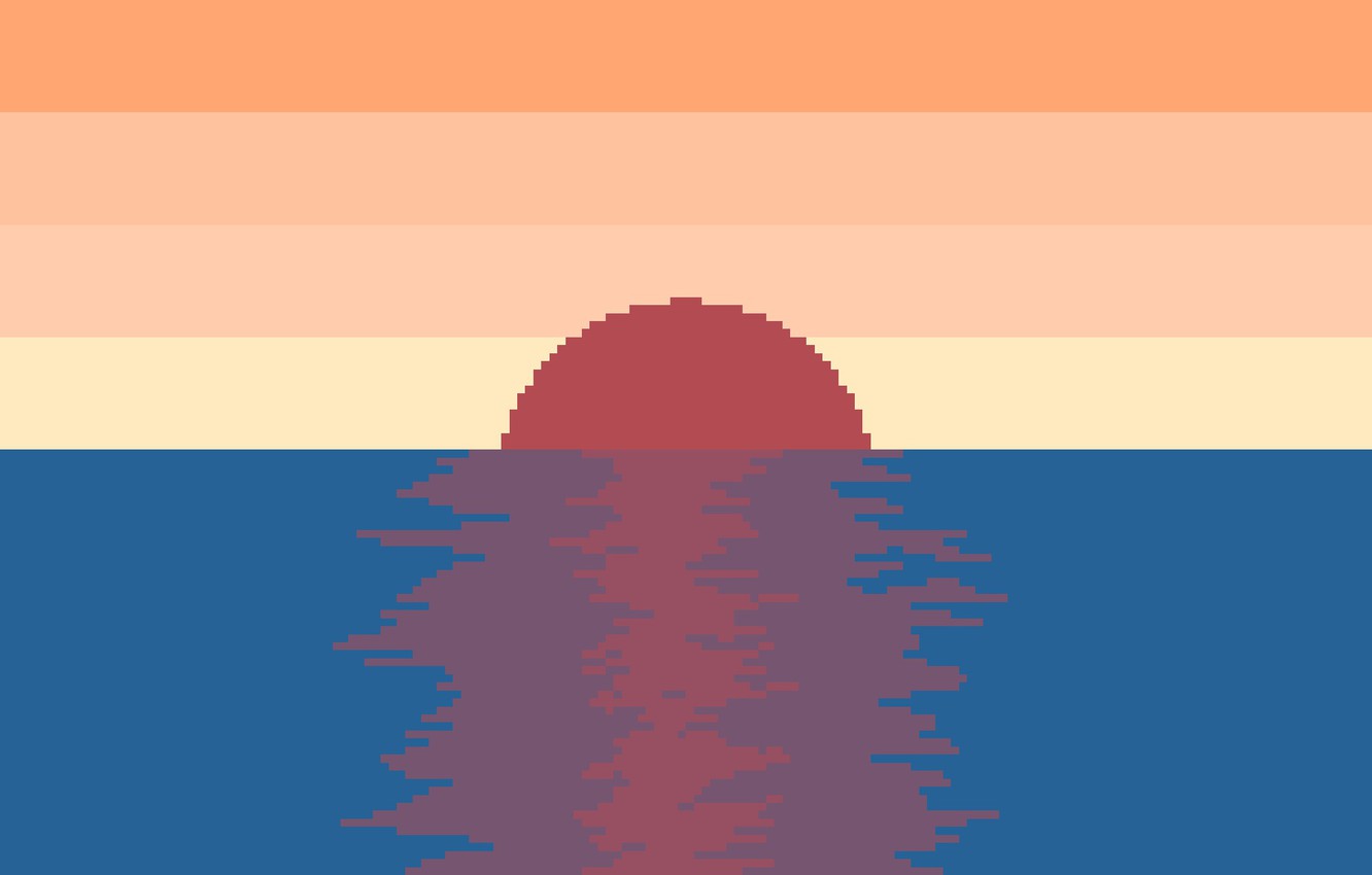 Pixel Sunset Digital Art Wallpapers