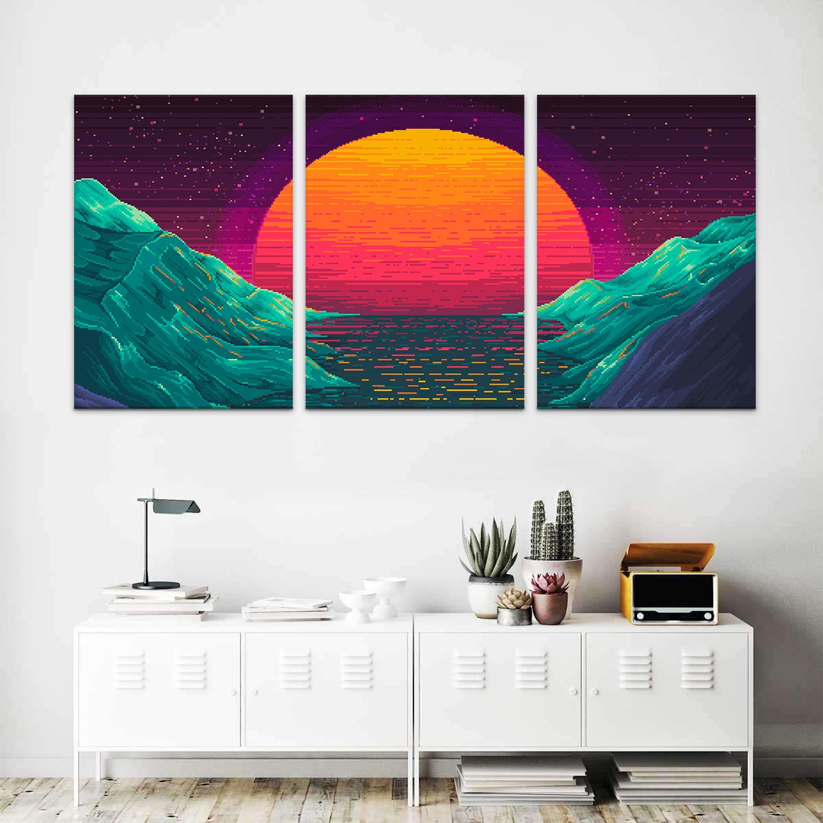 Pixel Sunset Digital Art Wallpapers