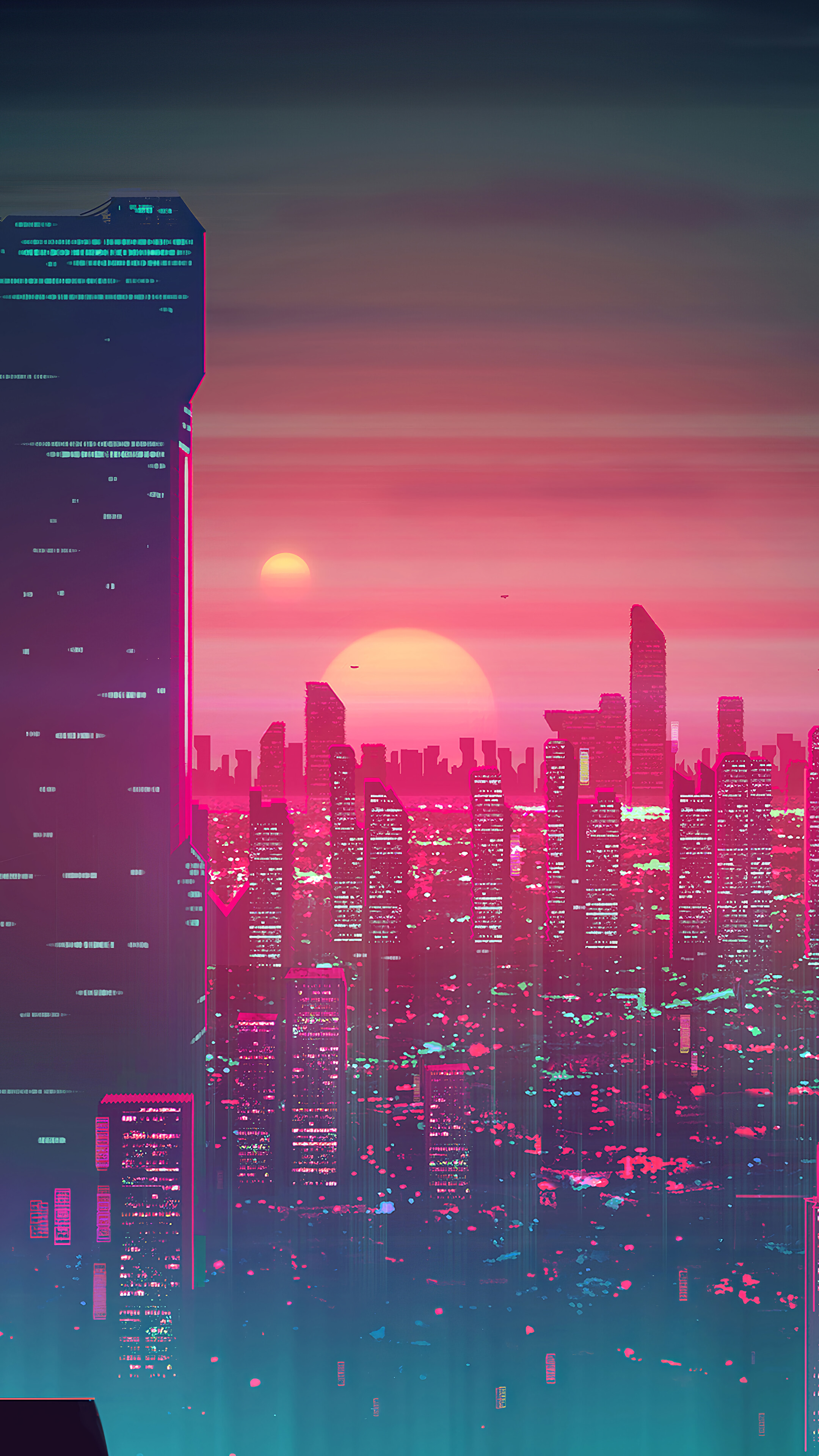 Pixel Sunset Digital Art Wallpapers