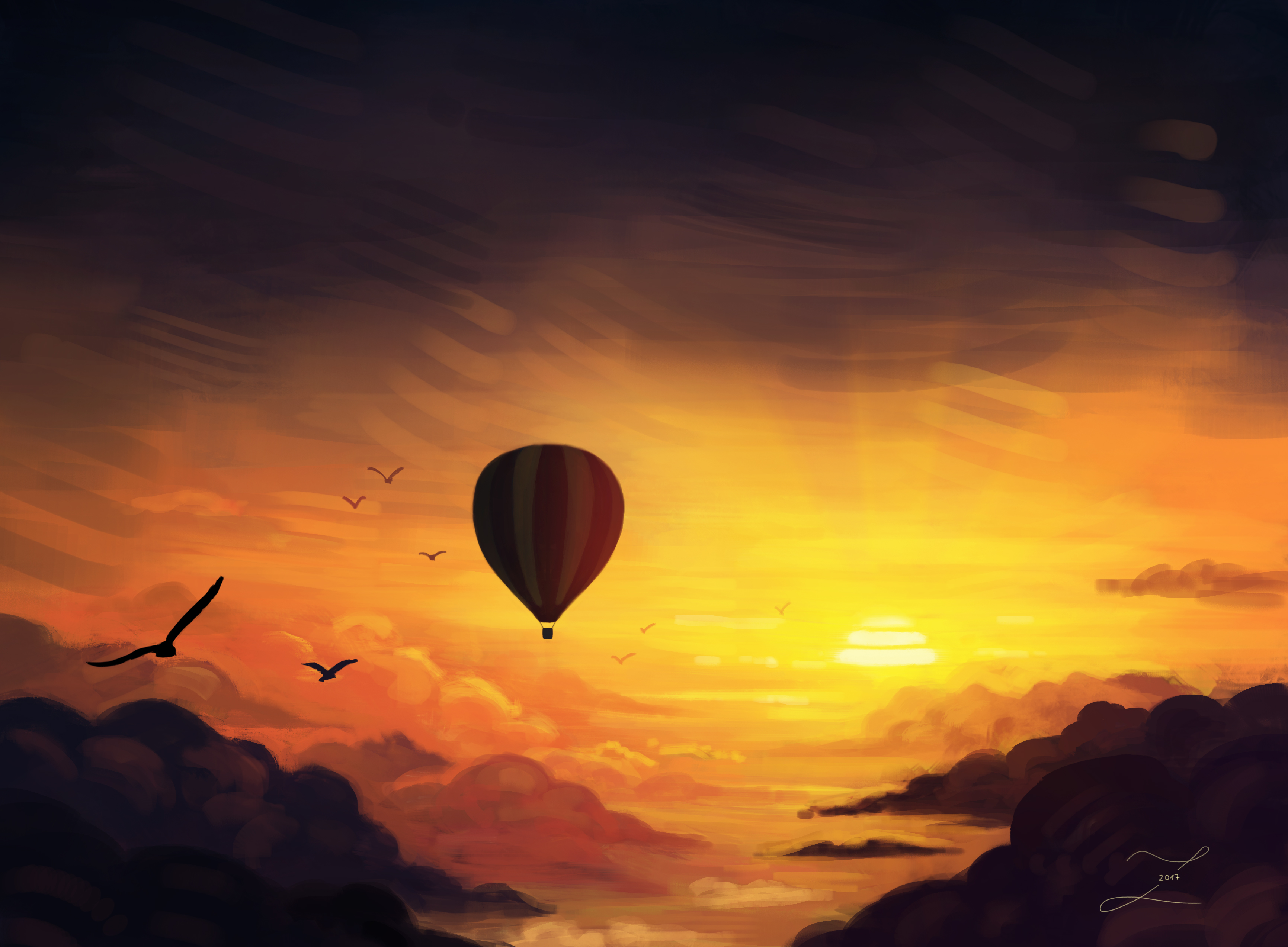 Pixel Sunset Digital Art Wallpapers