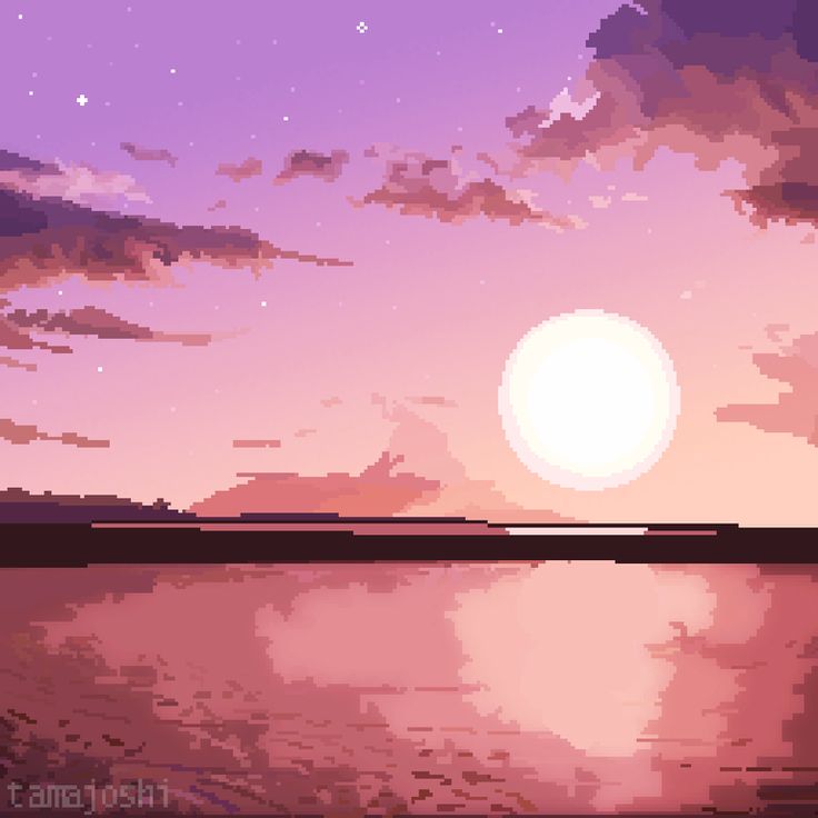 Pixel Sunset Digital Art Wallpapers