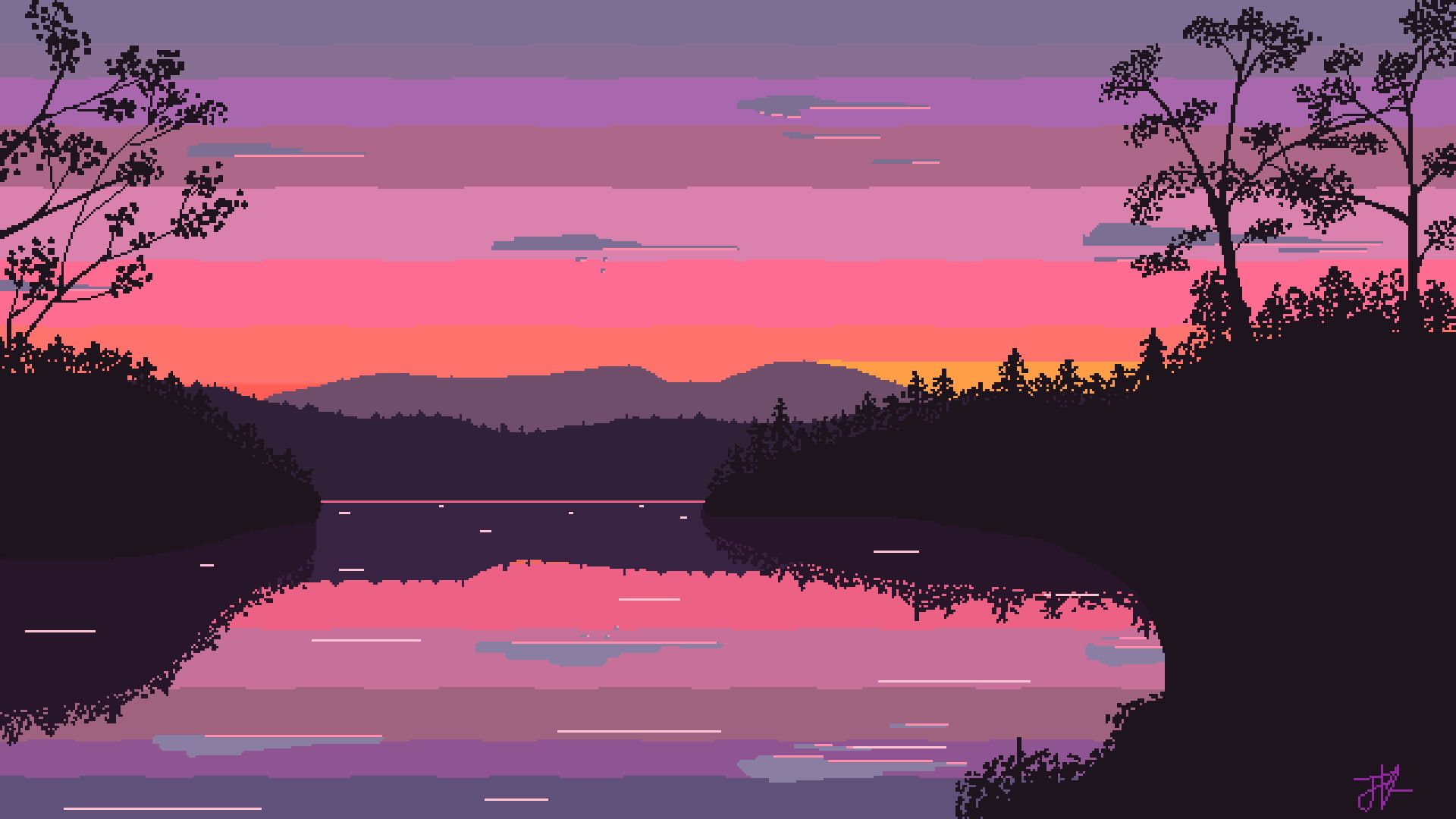 Pixelart Night Landscape Wallpapers