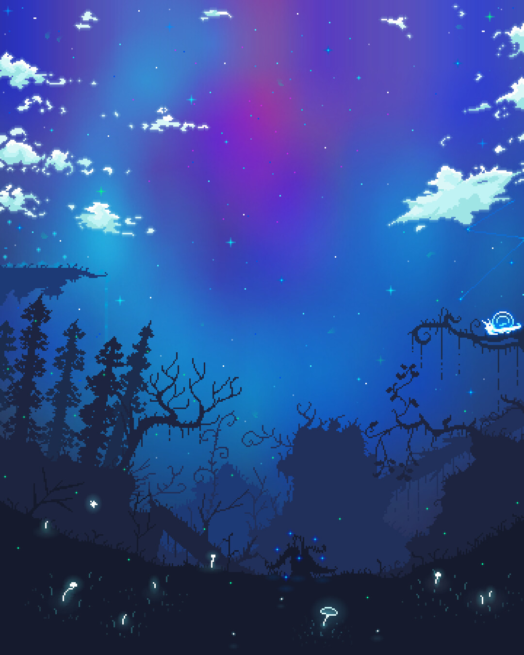 Pixelart Night Landscape Wallpapers