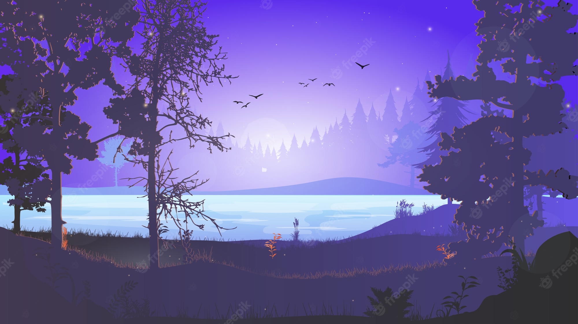 Pixelart Night Landscape Wallpapers