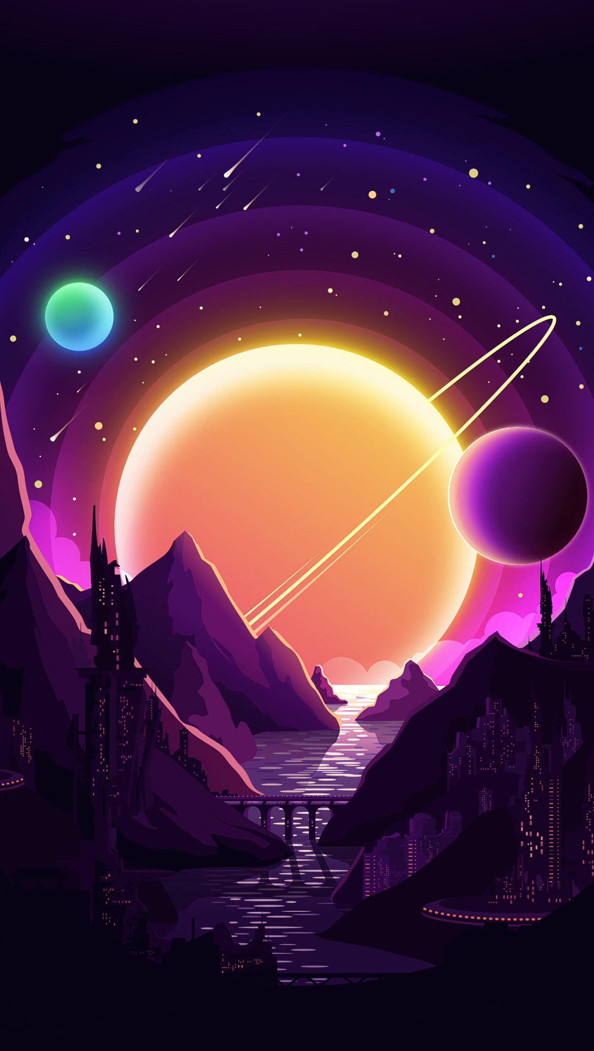 Planet And Mountains Artistic Wallpapers