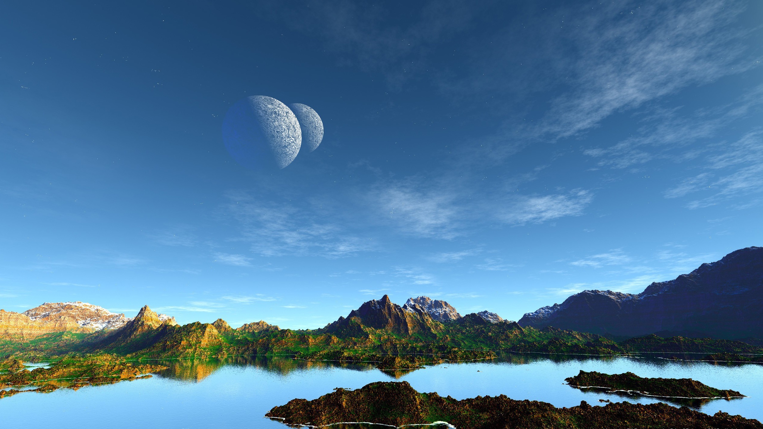 Planet And Mountains Artistic Wallpapers