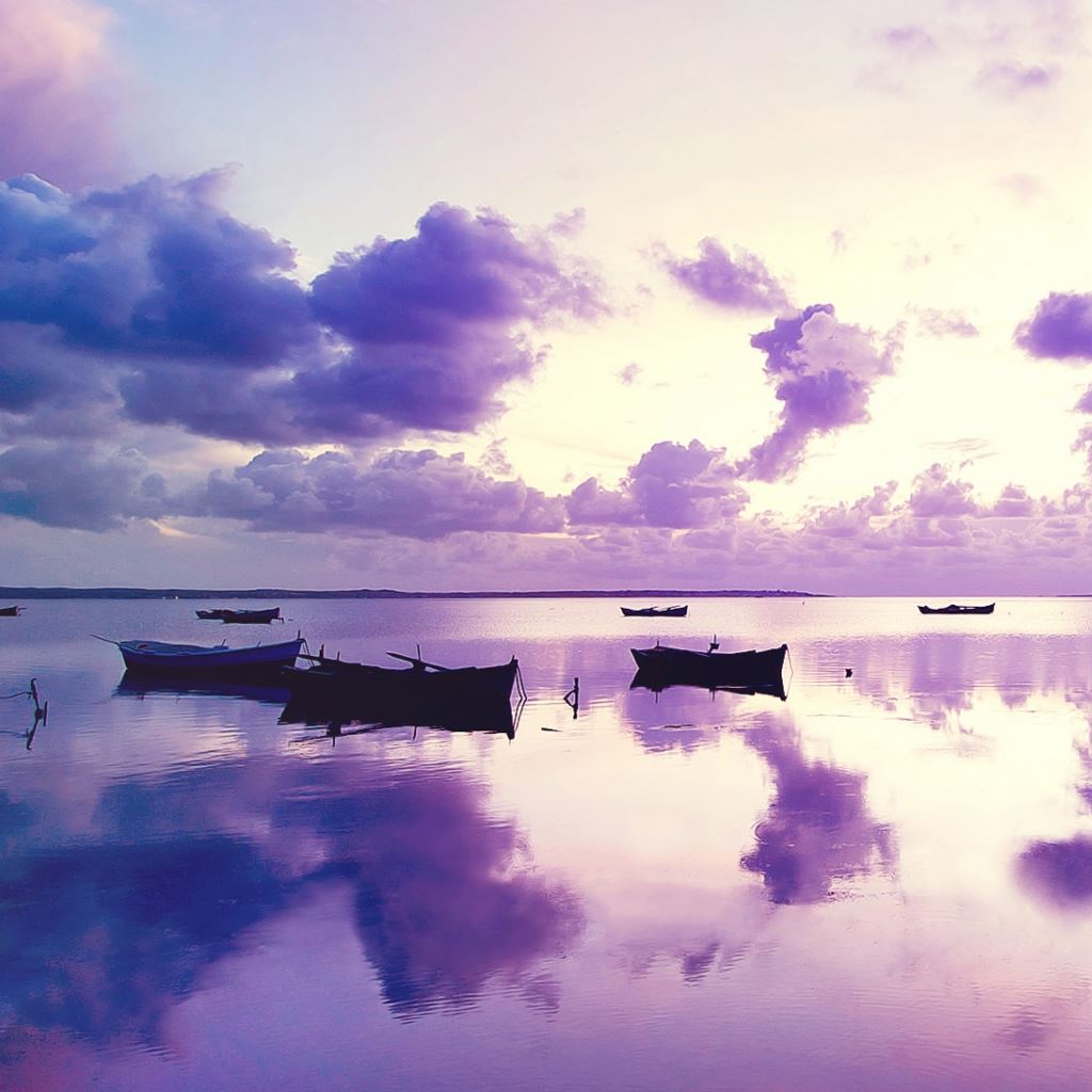 Purple Sunset Reflected In The Ocean Wallpapers