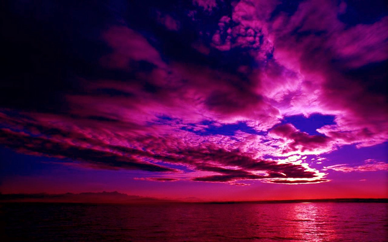 Purple Sunset Reflected In The Ocean Wallpapers