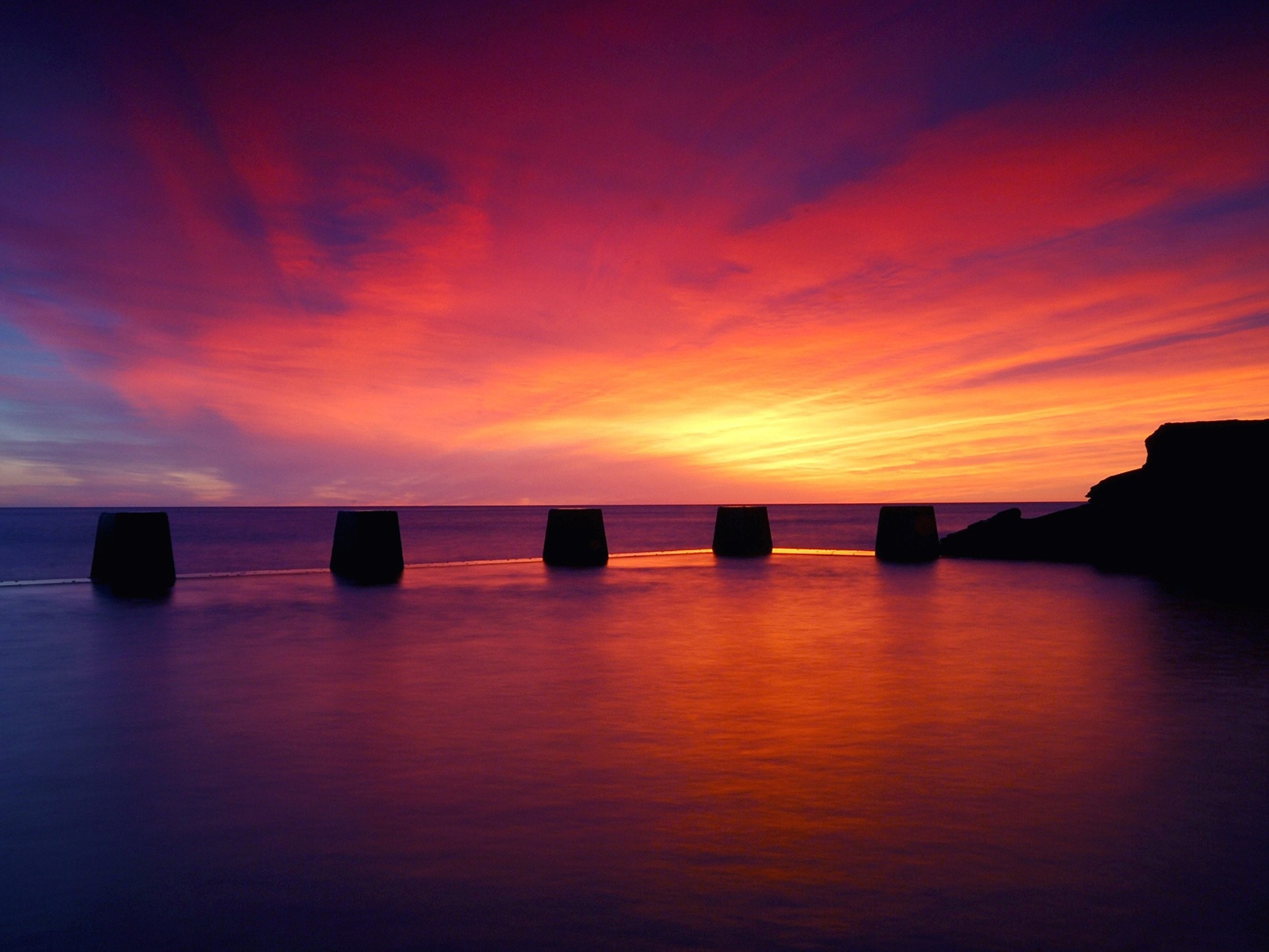 Purple Sunset Reflected In The Ocean Wallpapers