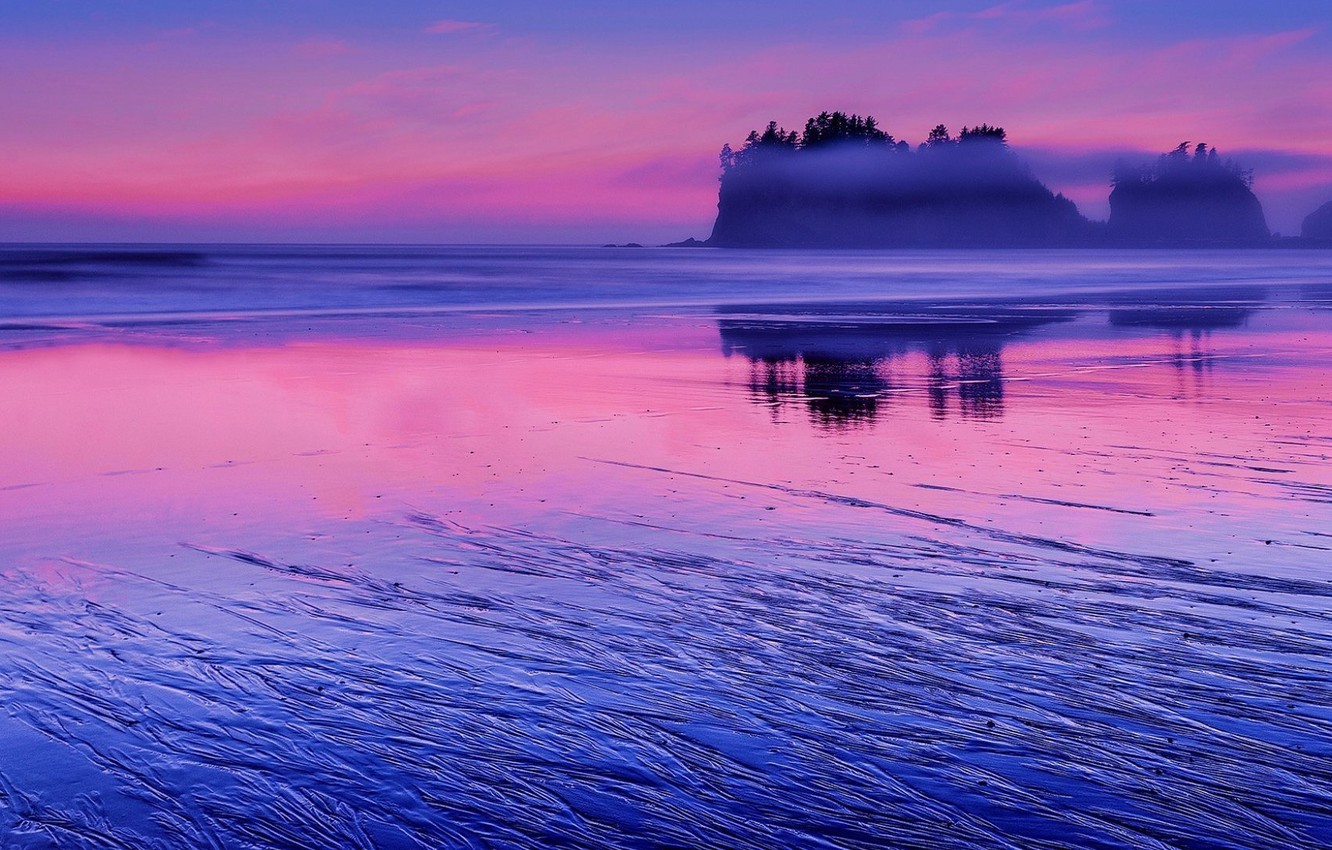 Purple Sunset Reflected In The Ocean Wallpapers