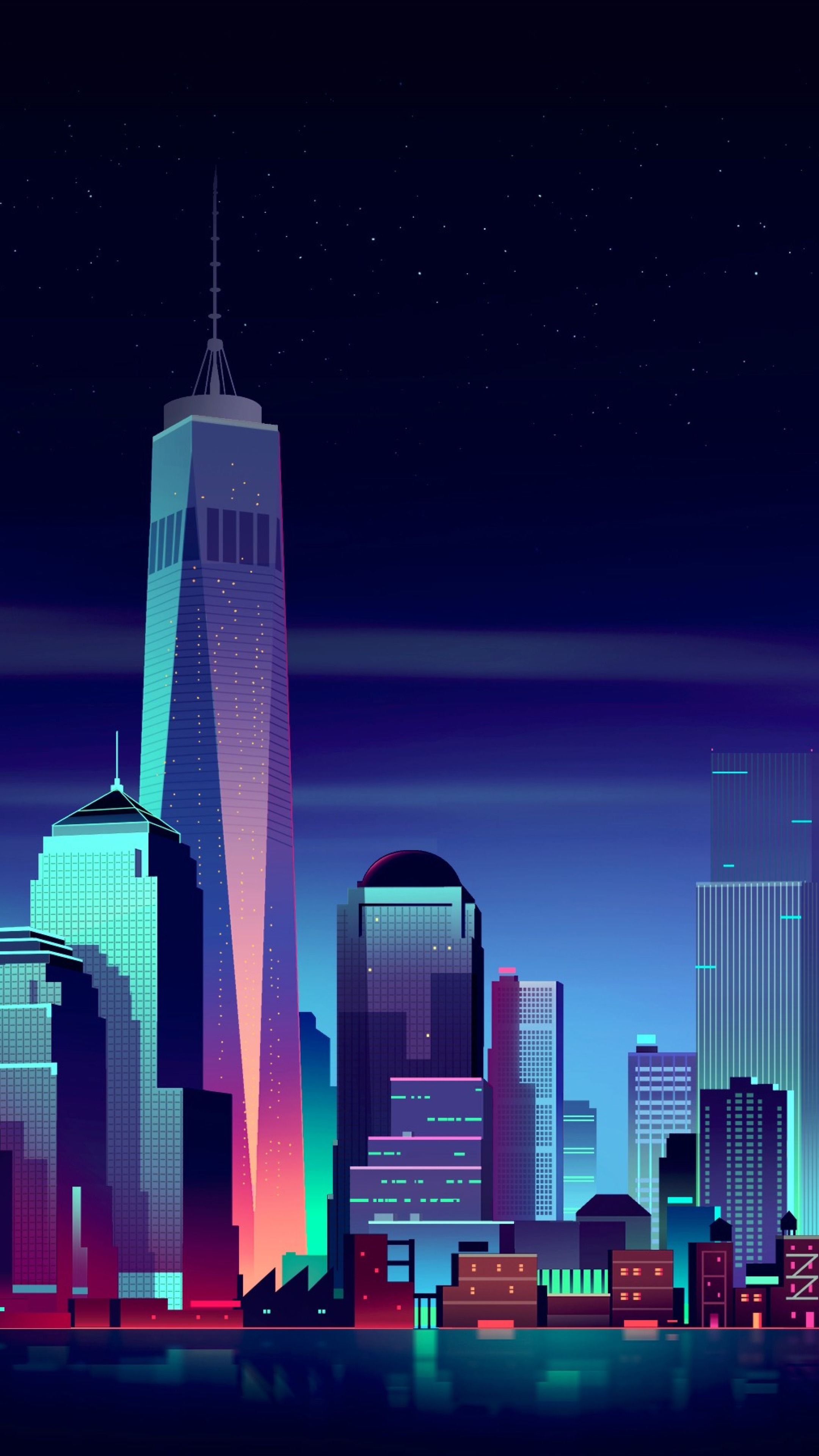 Purple Tall Buildings Minimal Wallpapers