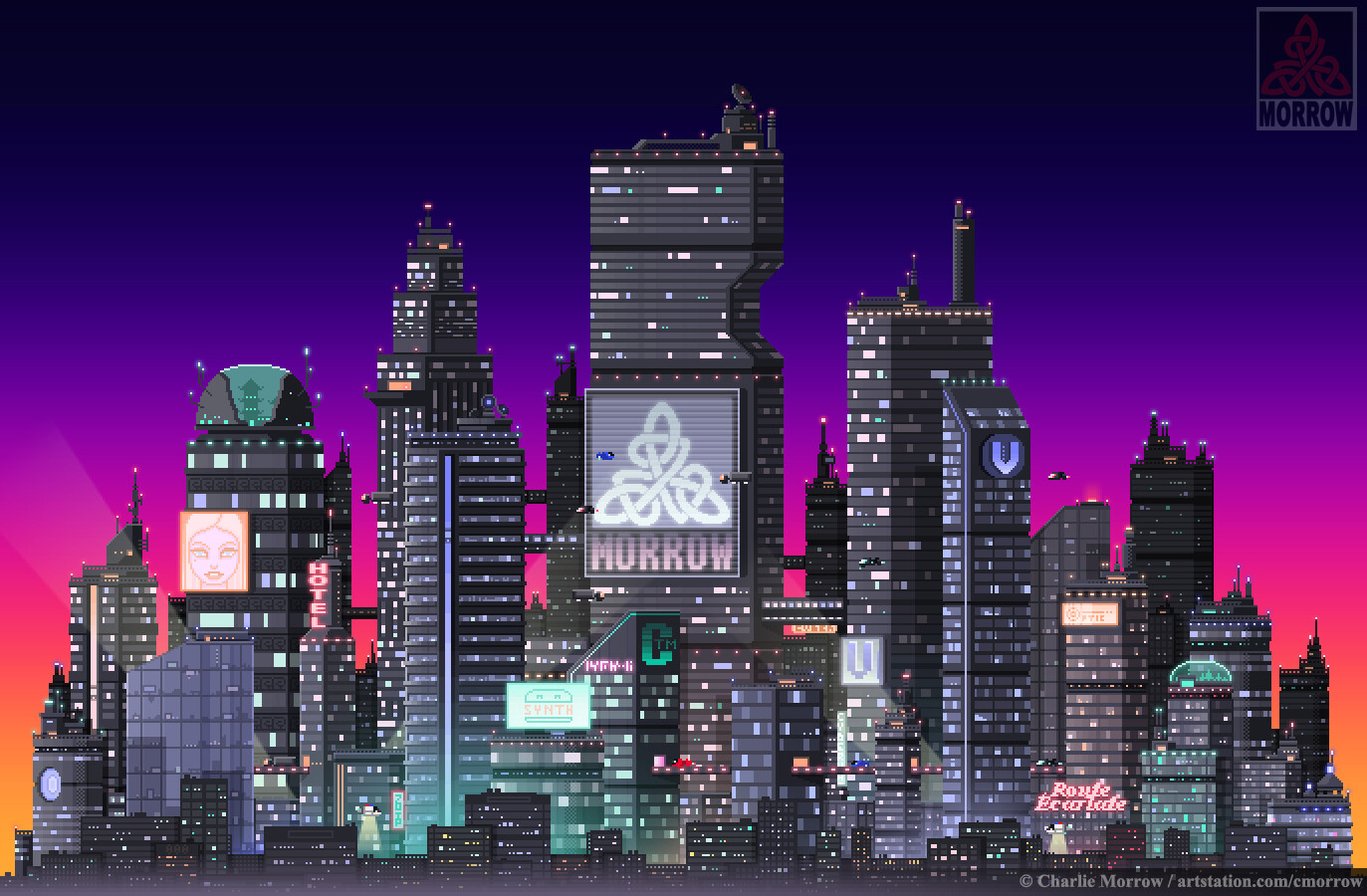 Purple Tall Buildings Minimal Wallpapers