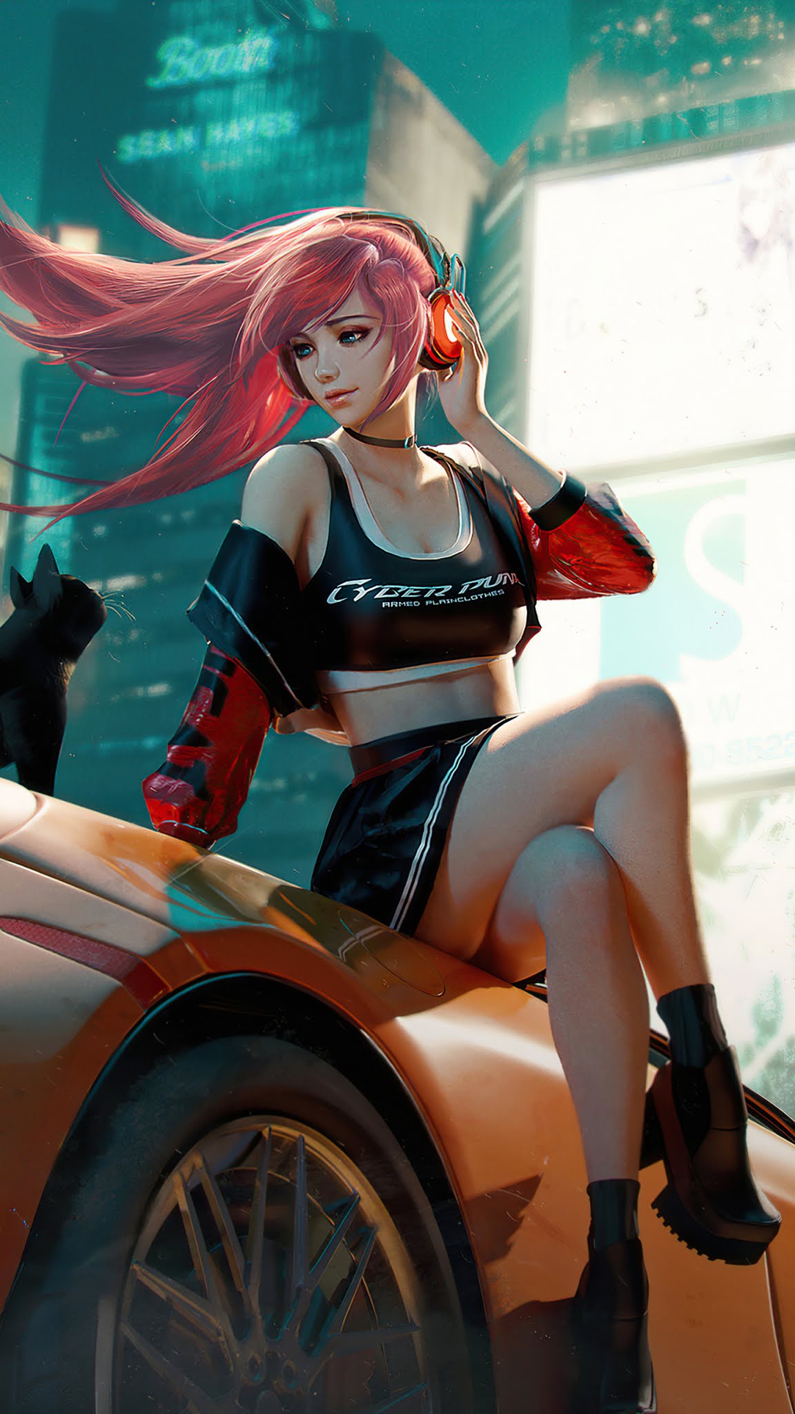 Red Hair Cyberpunk Girl Wallpapers