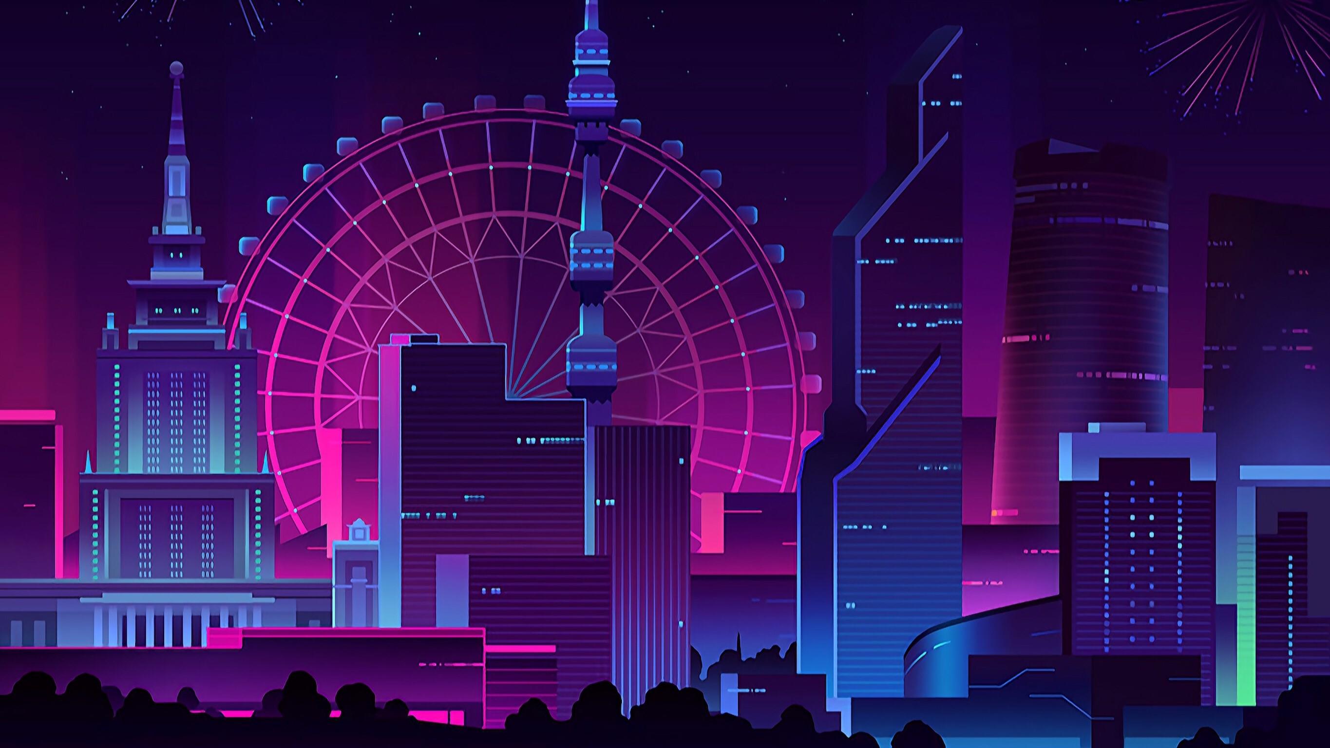 Retro Neon Cityscape Wallpapers