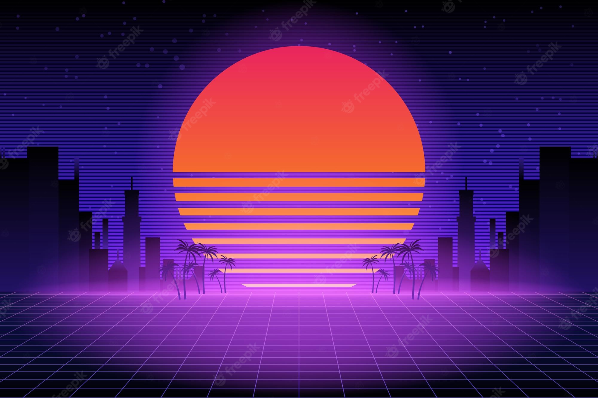 Retro Neon Cityscape Wallpapers