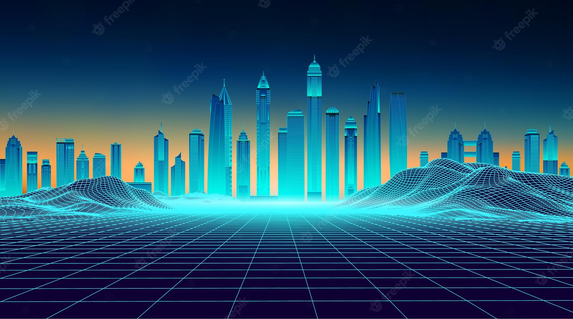 Retro Wave Purple Skyscraper City Wallpapers