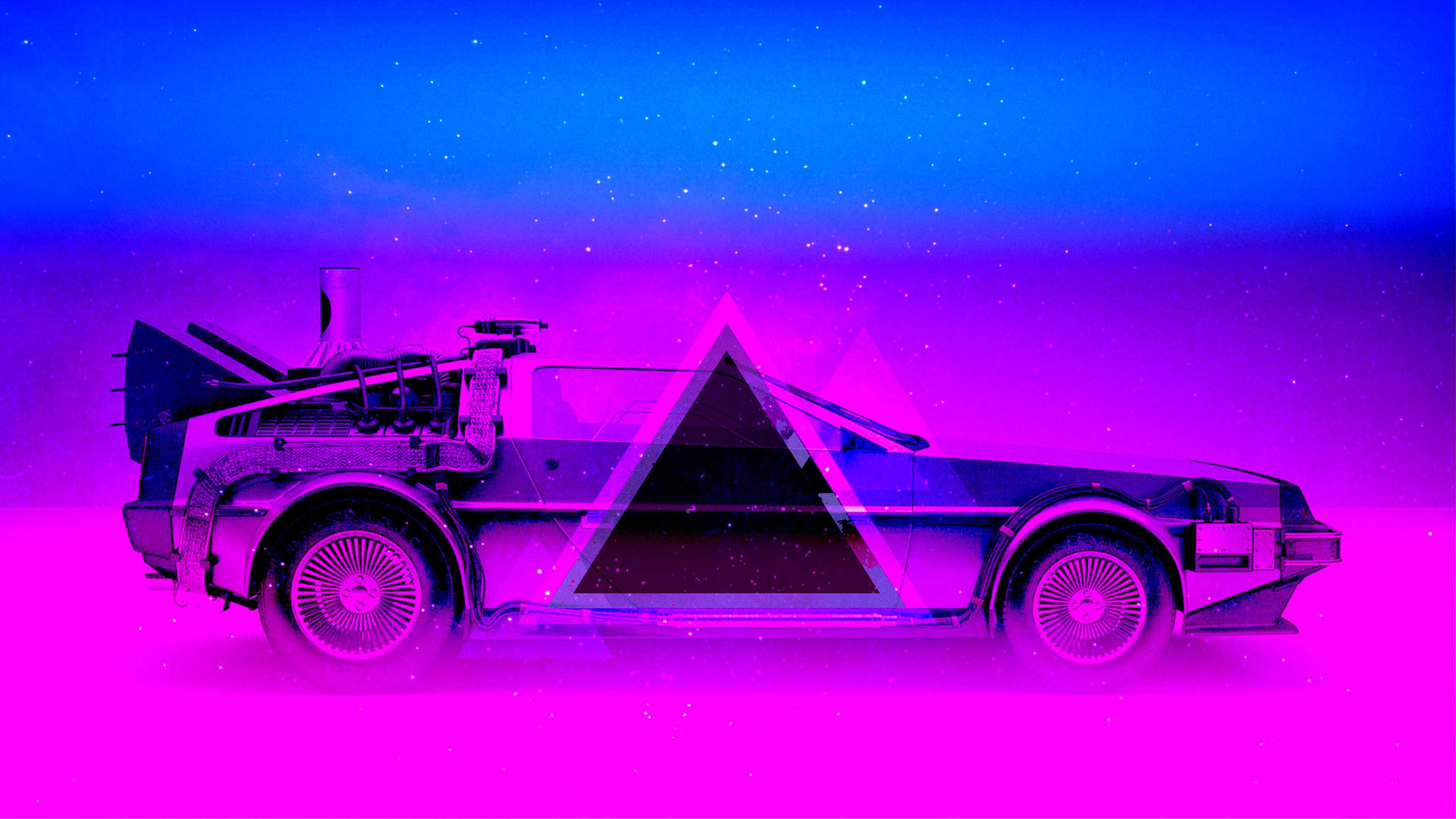 Retro Wave Sunset And Running Car Wallpapers