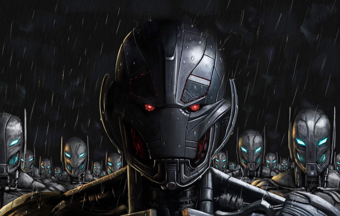 Robot Rain Illustration Wallpapers