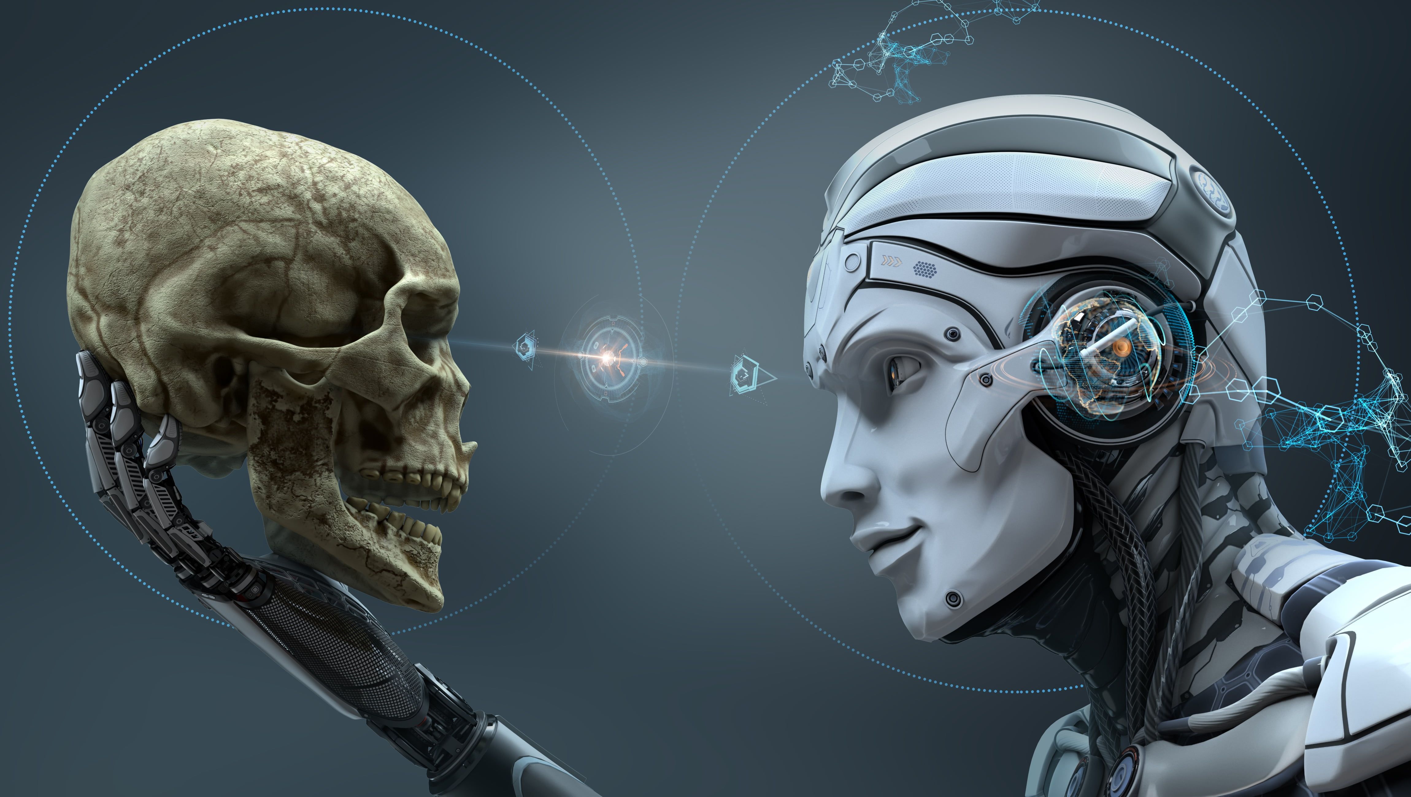 Robot Skull Playing Music Wallpapers